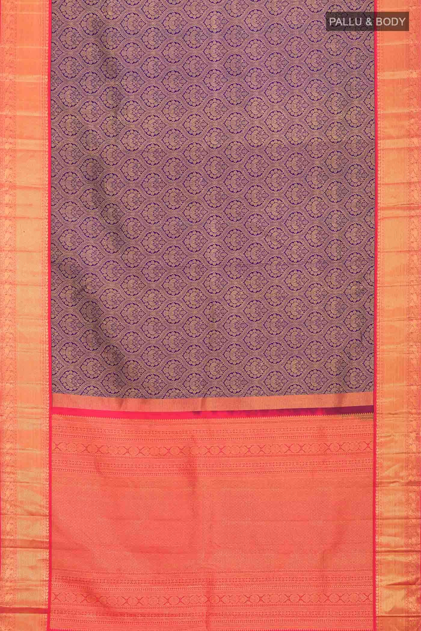 Navy Blue Kanjivaram Silk Saree - Image 4