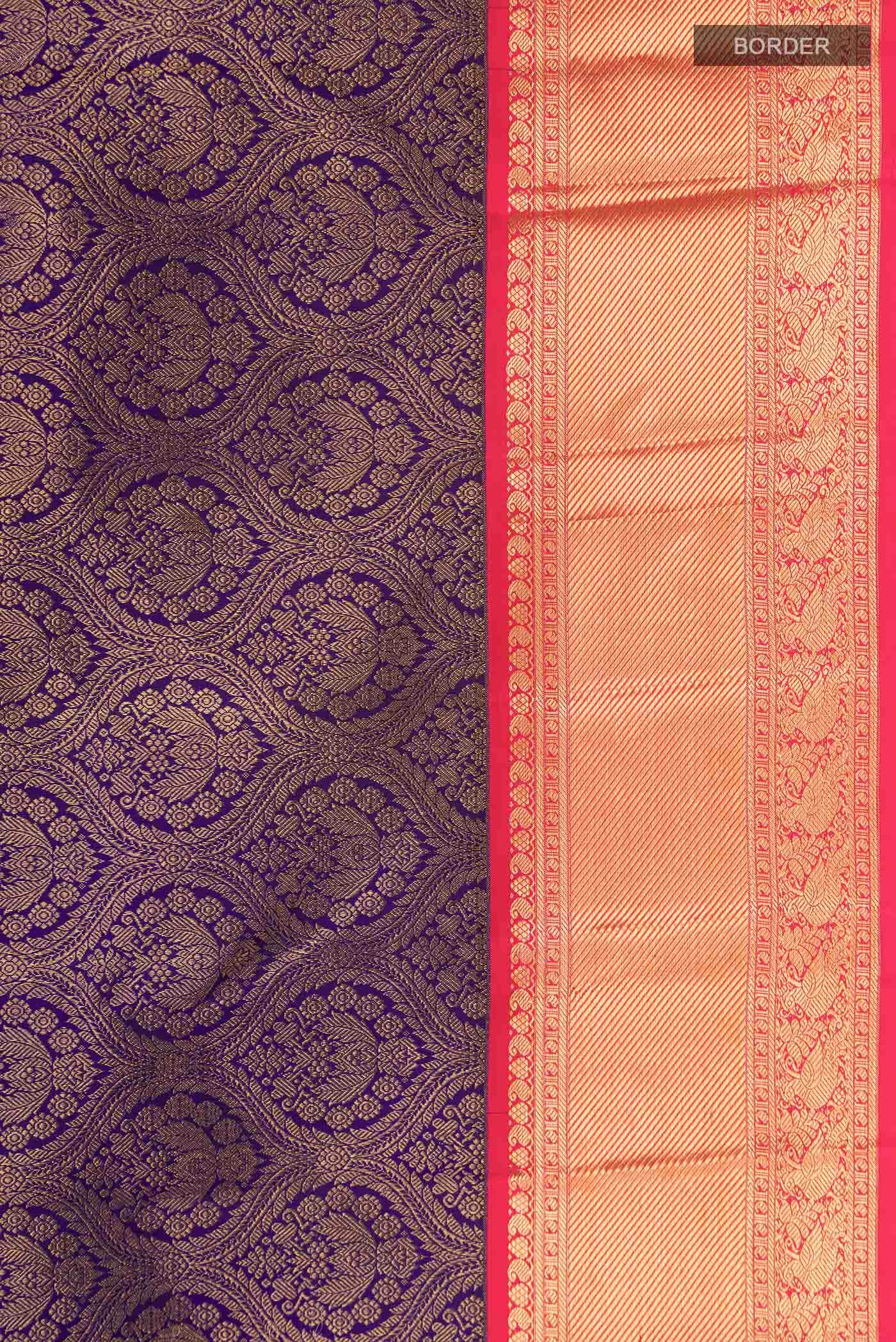 Navy Blue Kanjivaram Silk Saree - Image 5