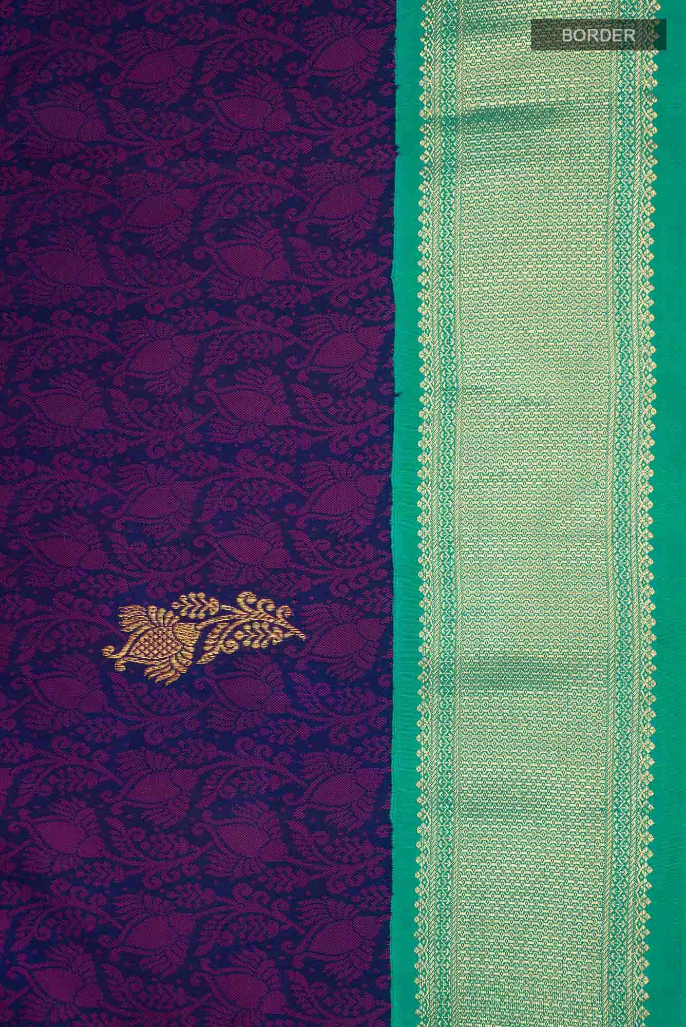 Navy Blue Kanjivaram Silk Saree - Image 6