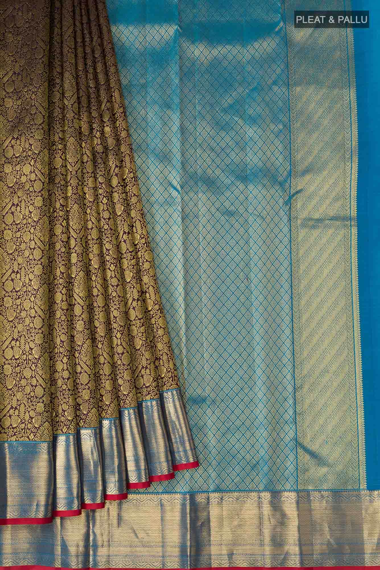 Navy Blue Kanchipuram Silk Saree - Image 2