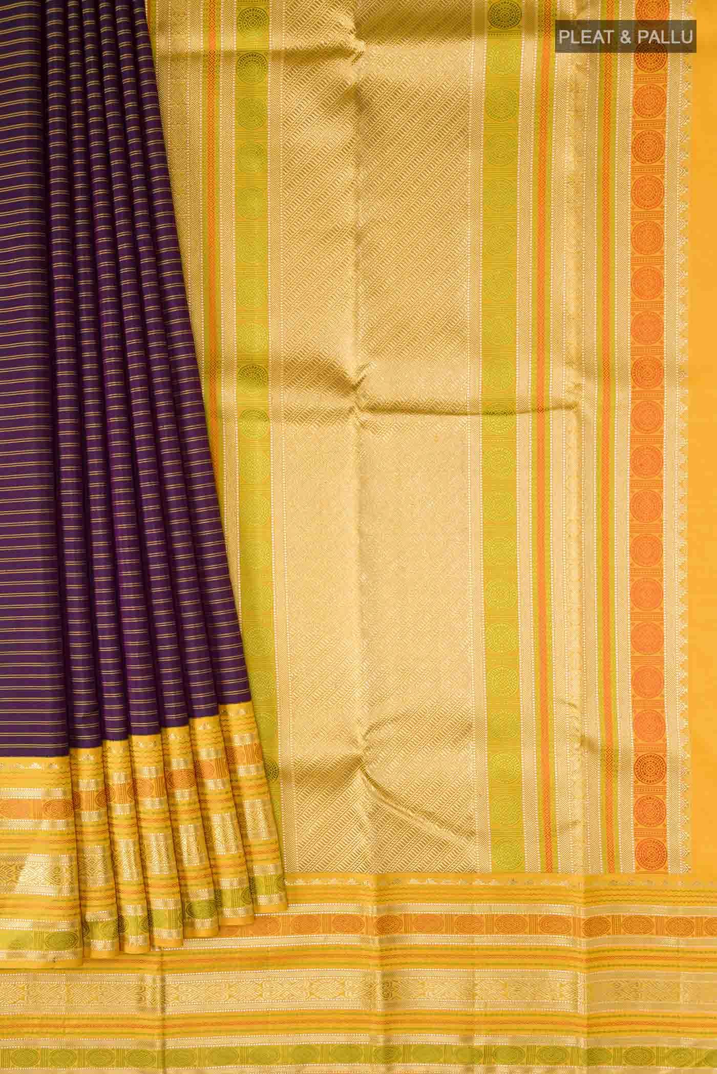 Pure Silk Pure Zari Purple Kanchipuram Saree - Image 2
