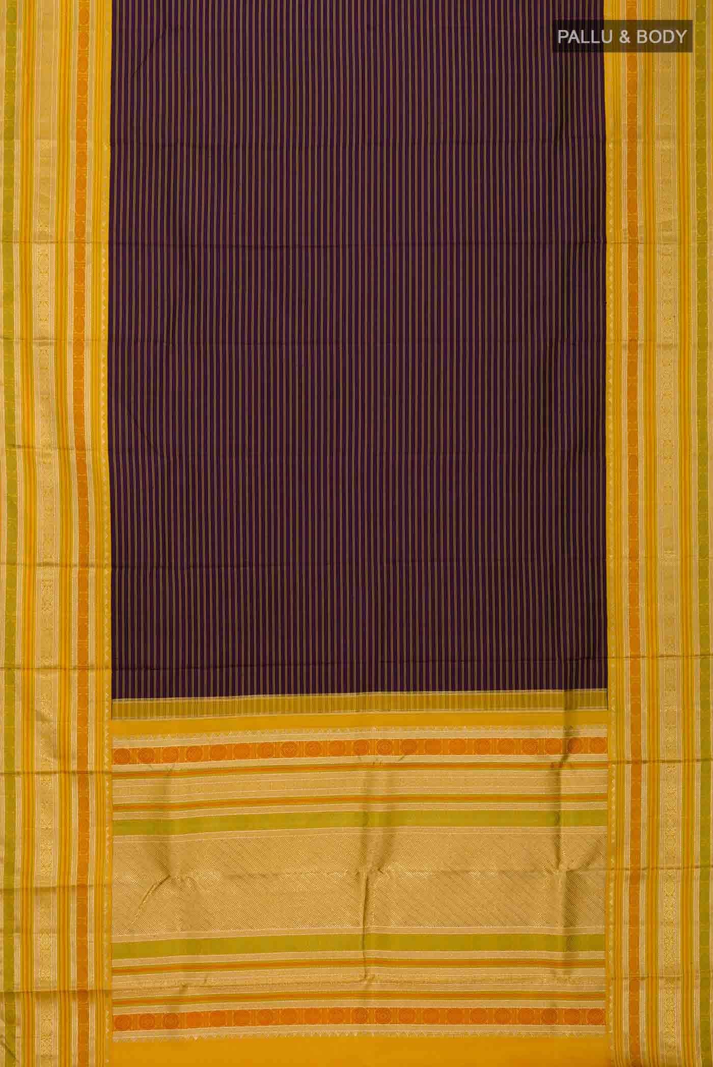 Pure Silk Pure Zari Purple Kanchipuram Saree - Image 4