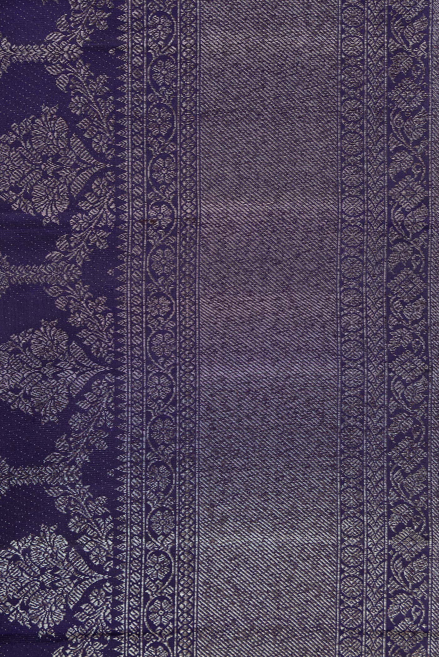 Navy Blue Kanjivaram Silk Saree - Image 3