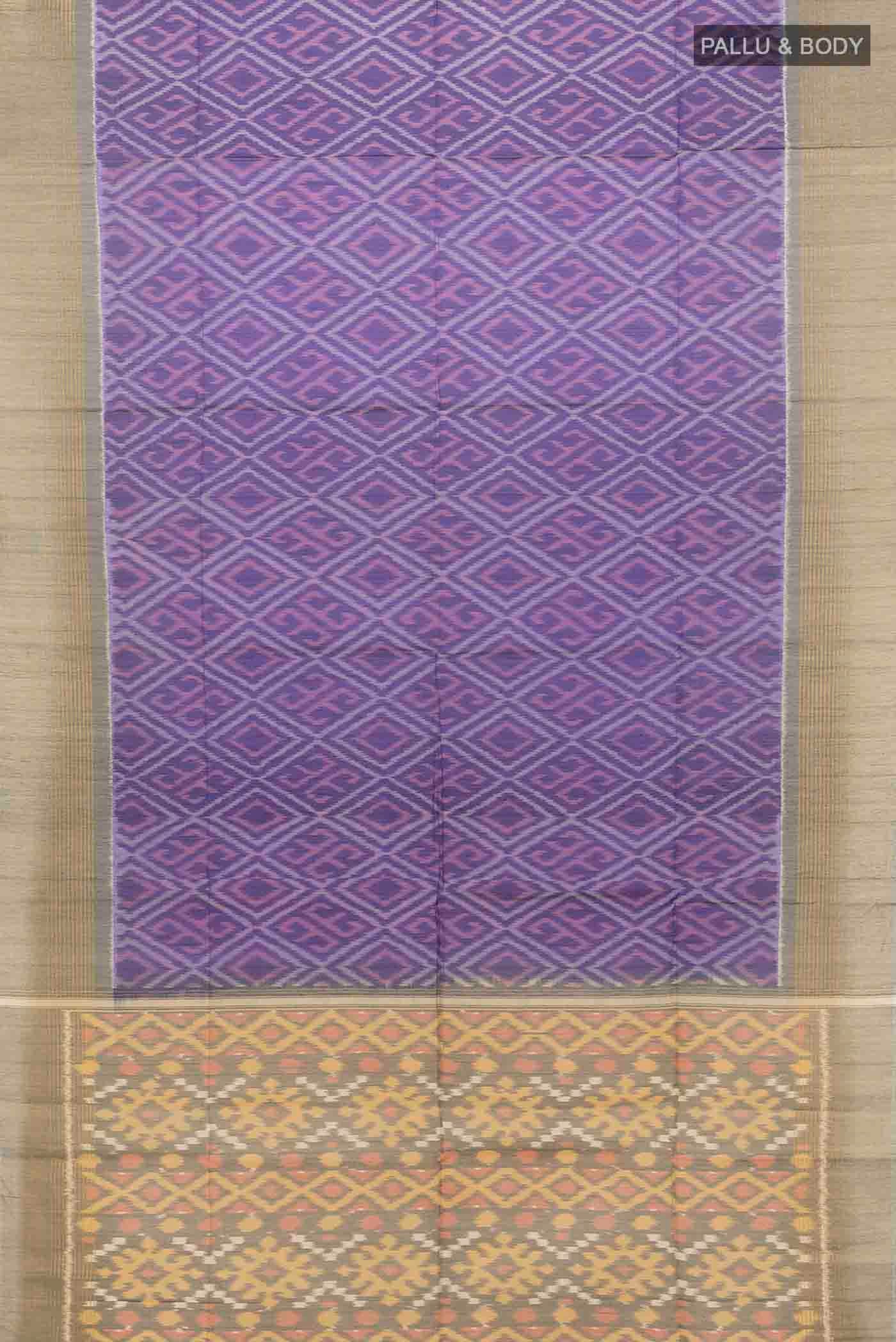 Navy Blue Kora Cotton Saree - Image 5