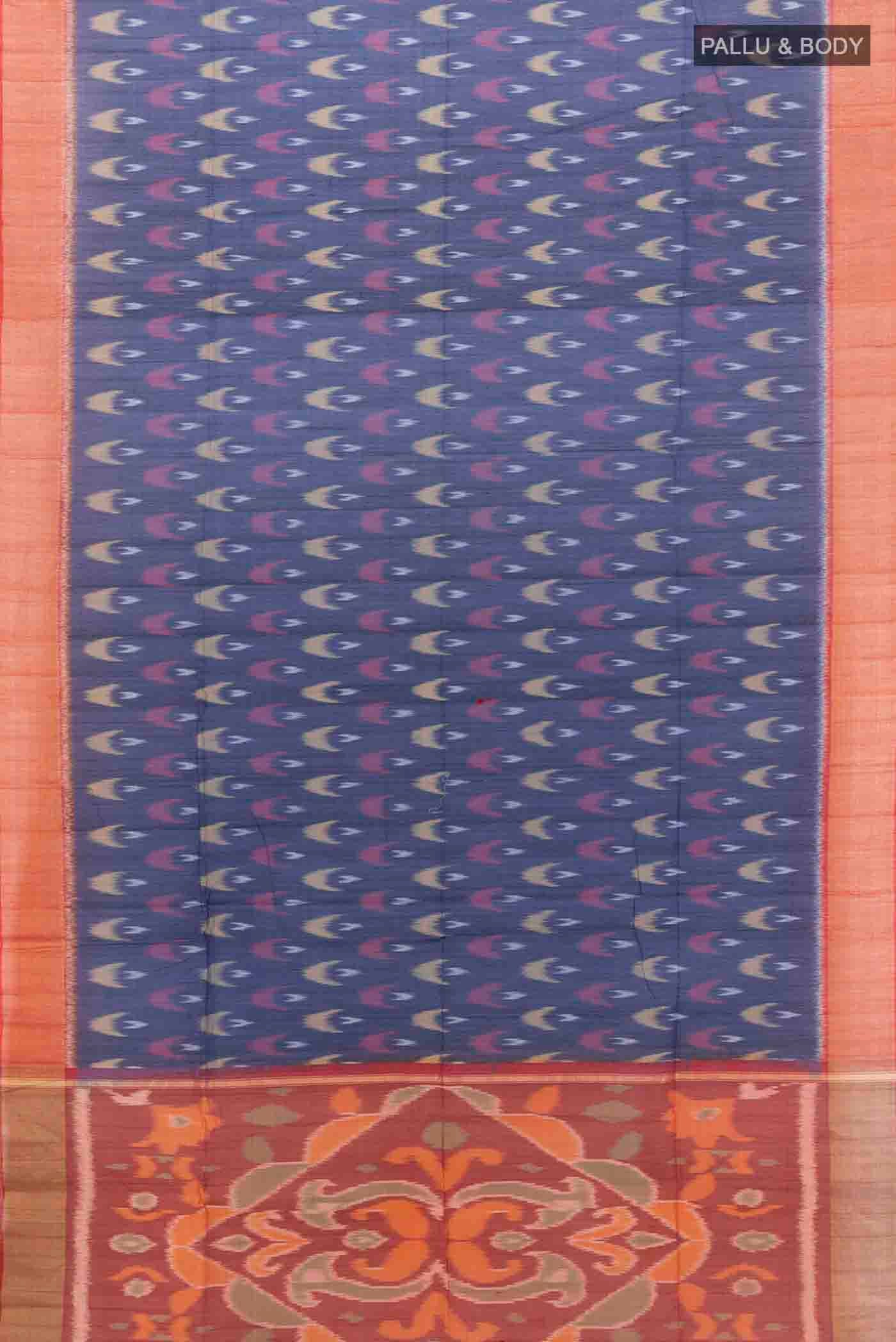 Navy Blue Silk Cotton Saree - Image 5