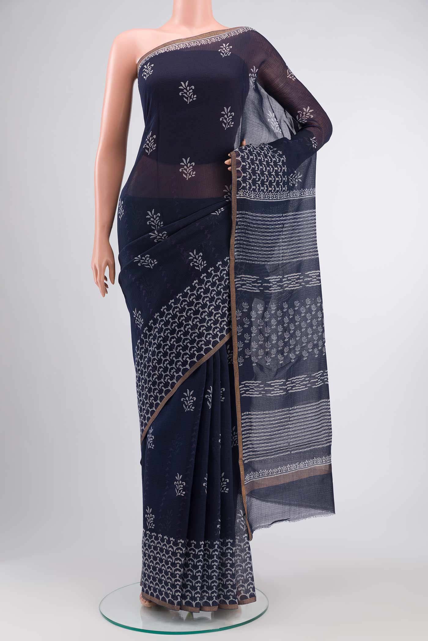 Navy Blue Kota Cotton Saree