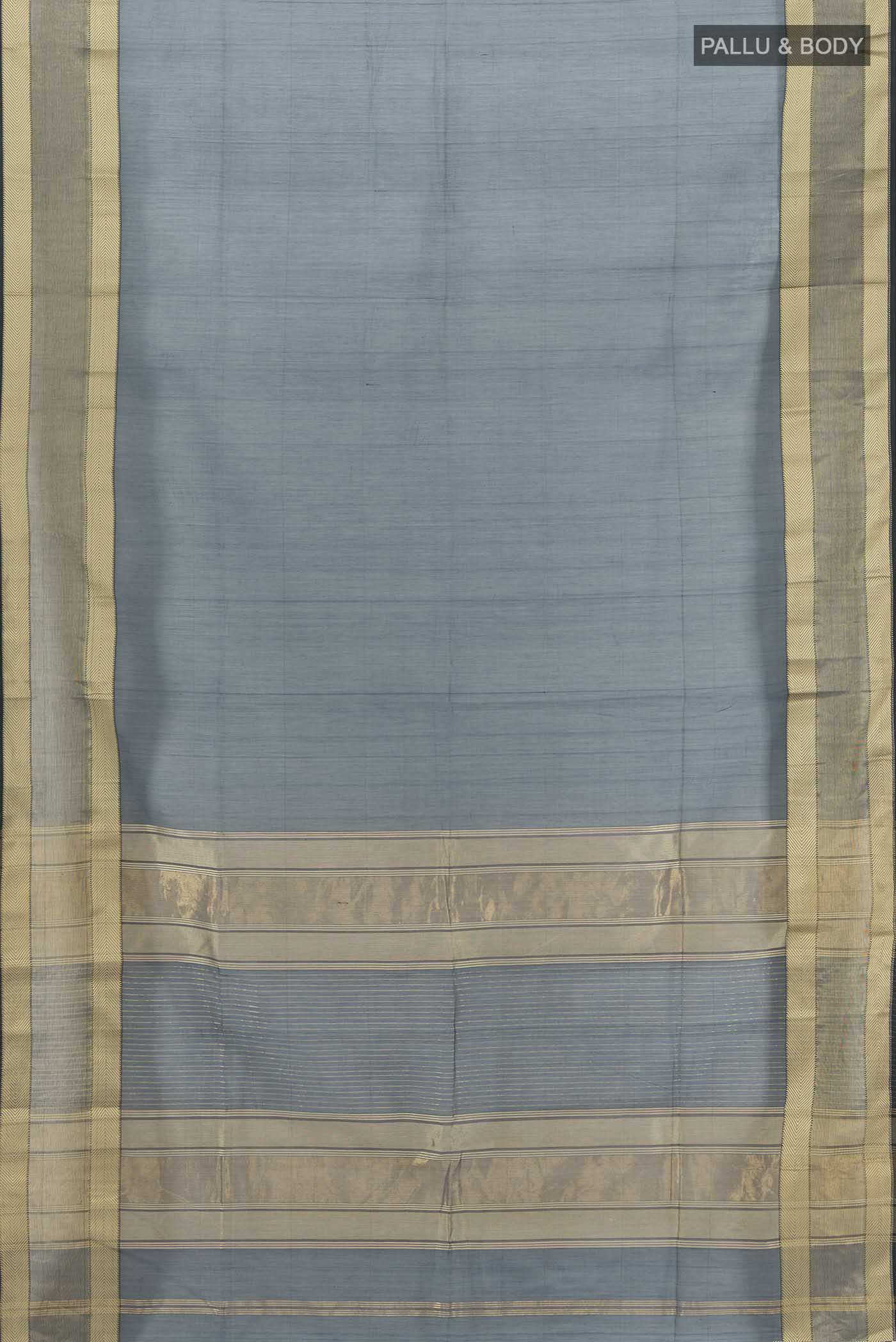 Navy Blue Maheshwari Silk Cotton Saree - Image 5