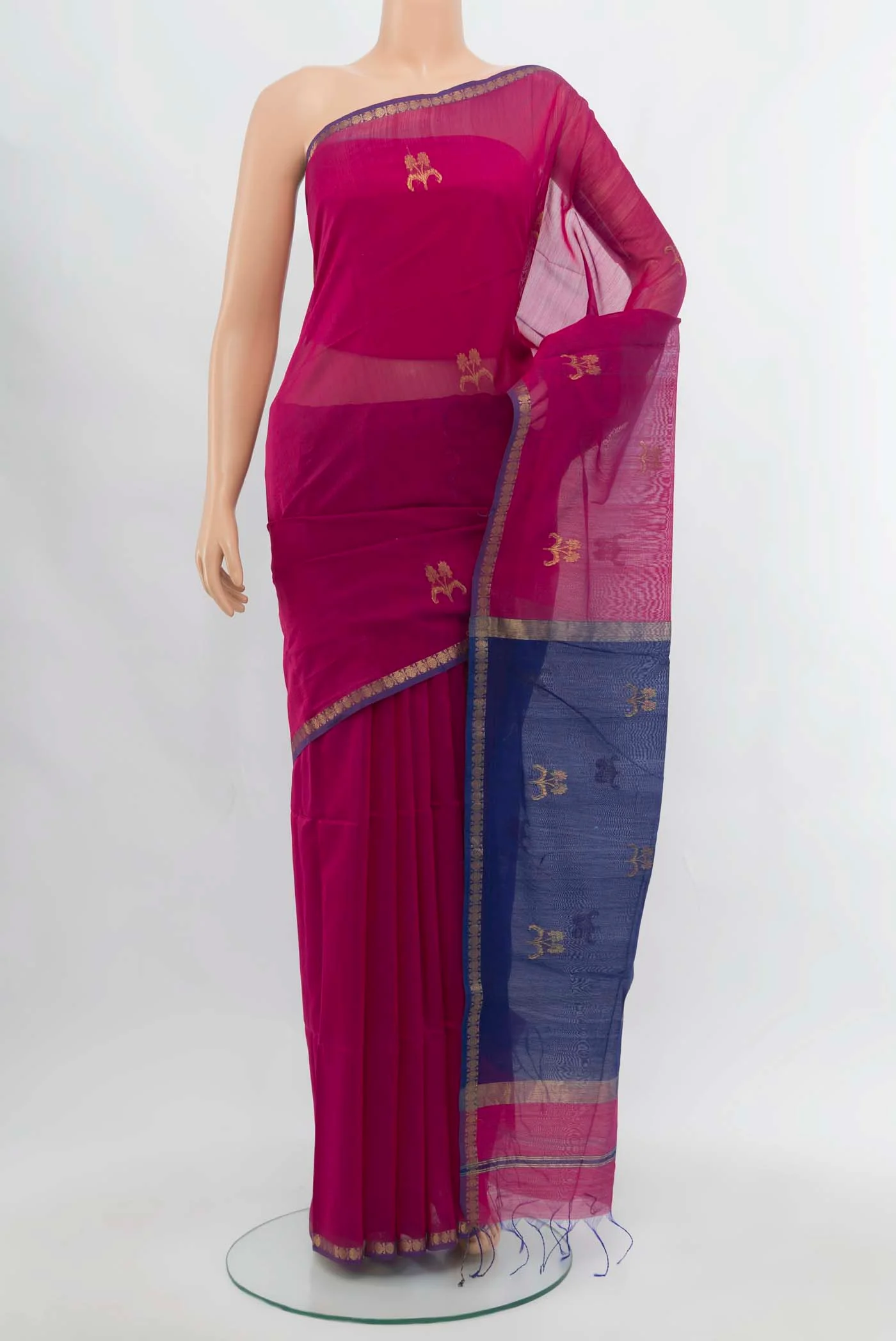 Pink Maheshwari Silk Cotton Saree
