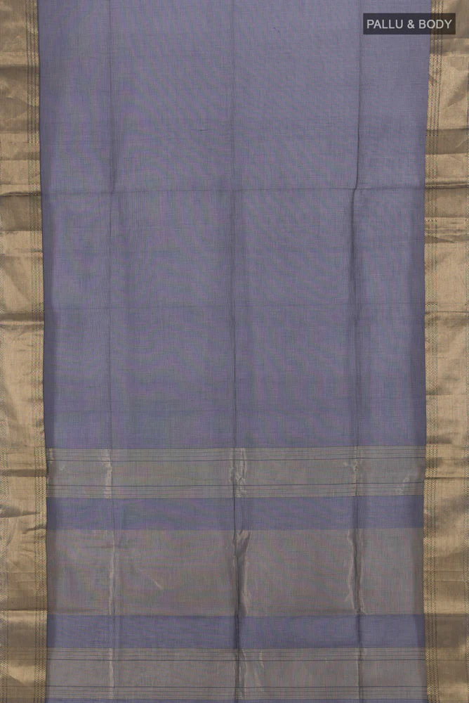 Navy Blue Maheshwari Silk Cotton Saree - Image 5