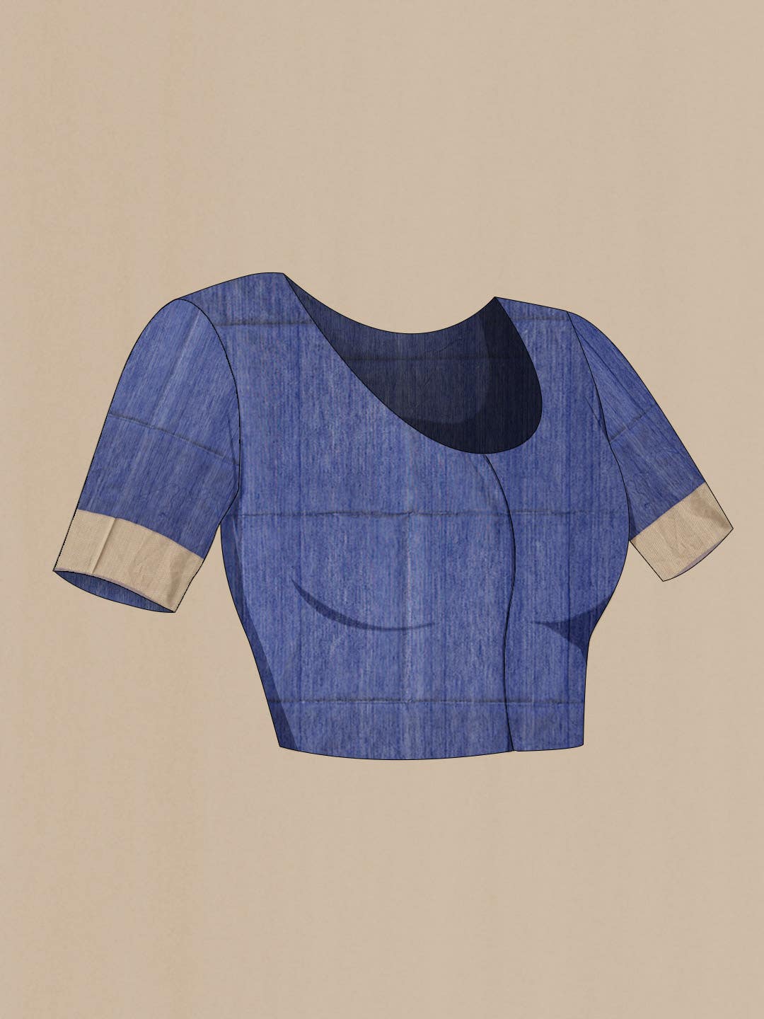 Navy Blue Maheshwari Silk Cotton Saree - Image 3