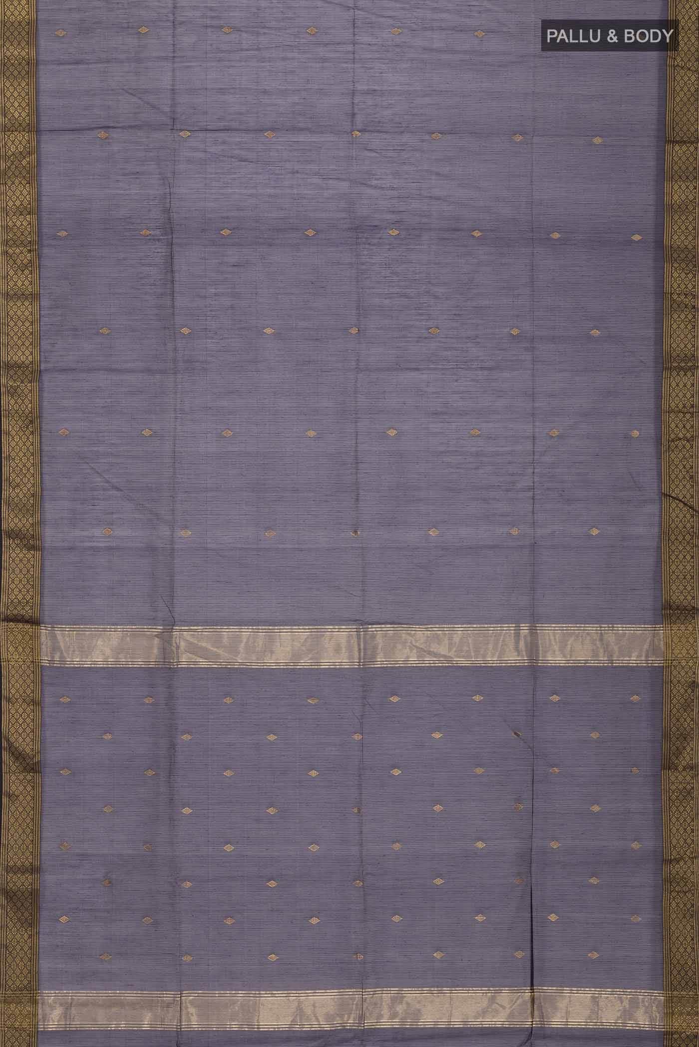 Navy Blue Maheshwari Silk Saree - Image 2