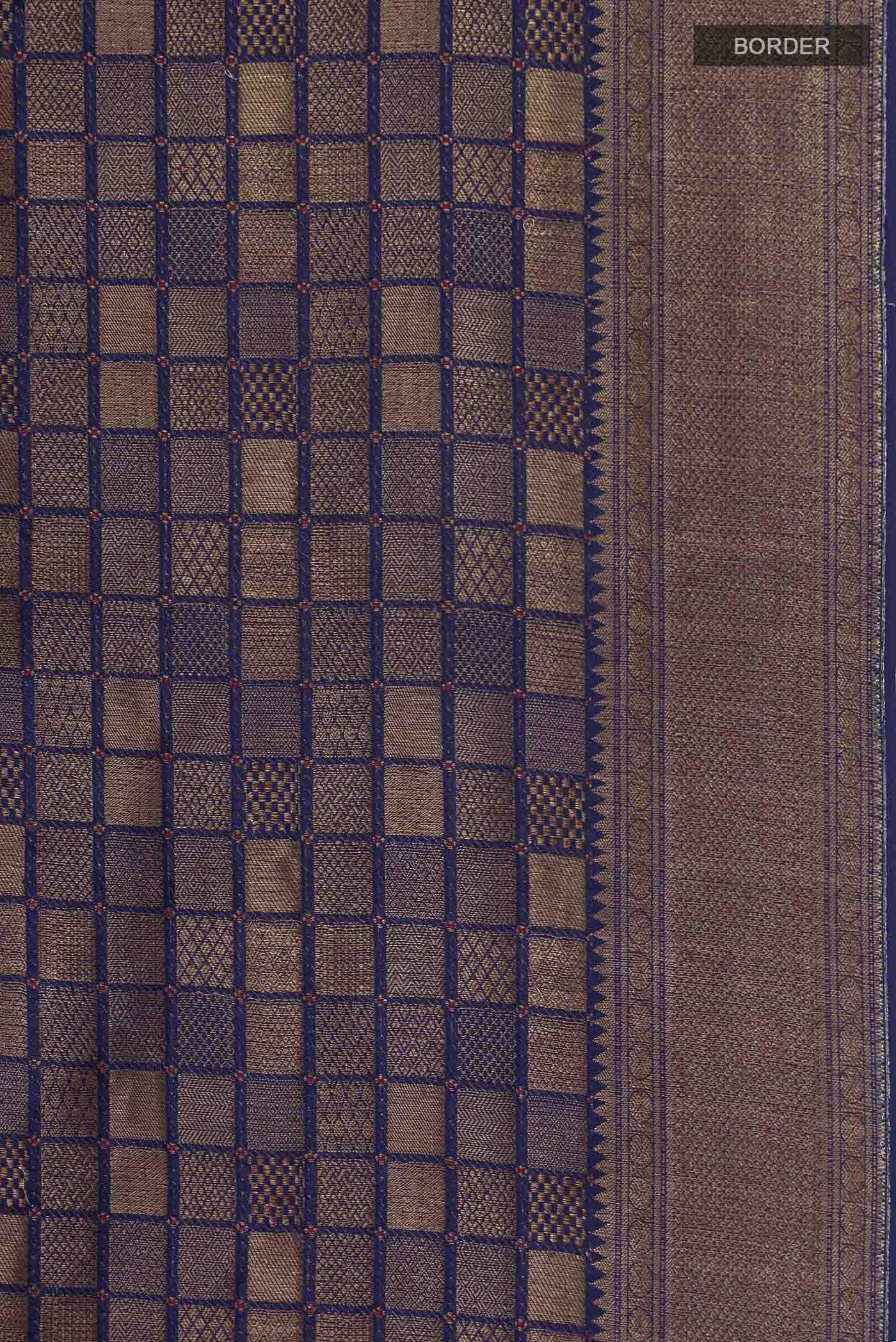 Navy Blue Mysore Crepe Saree - Image 3