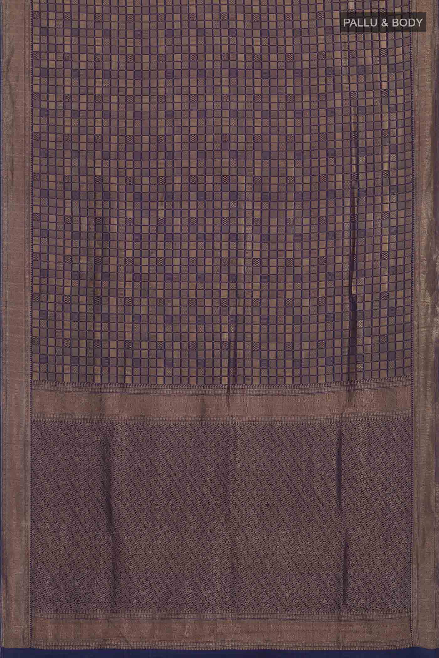 Navy Blue Mysore Crepe Saree - Image 6