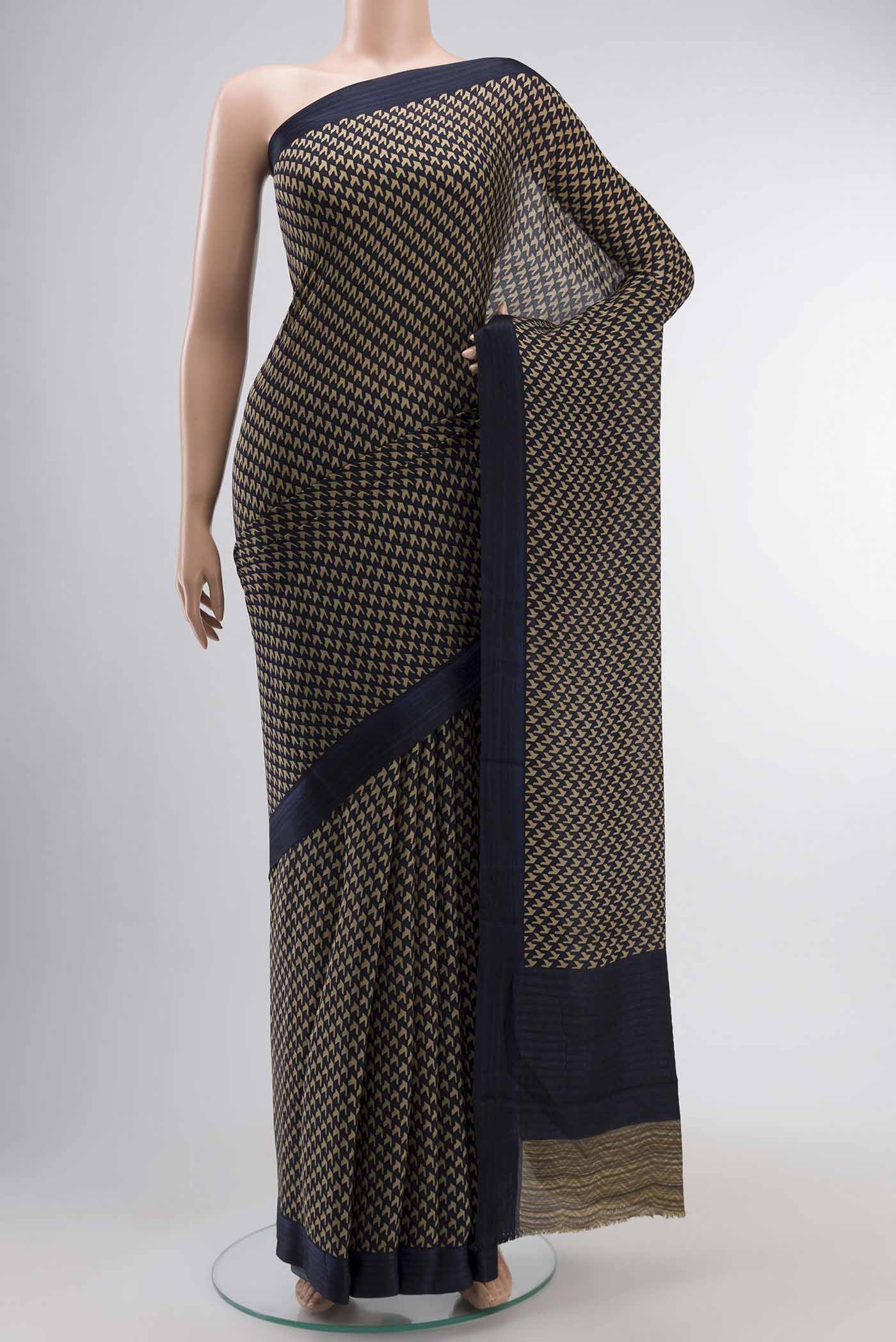Black Mysore Crepe Saree