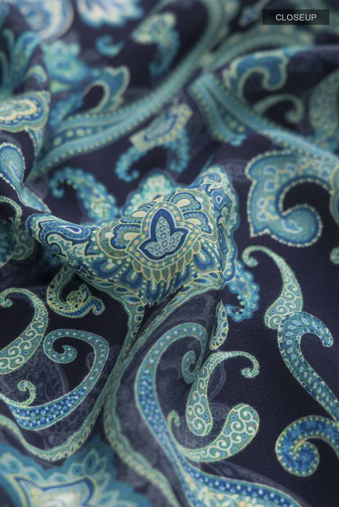Navy Blue Mysore Crepe Saree - Image 2