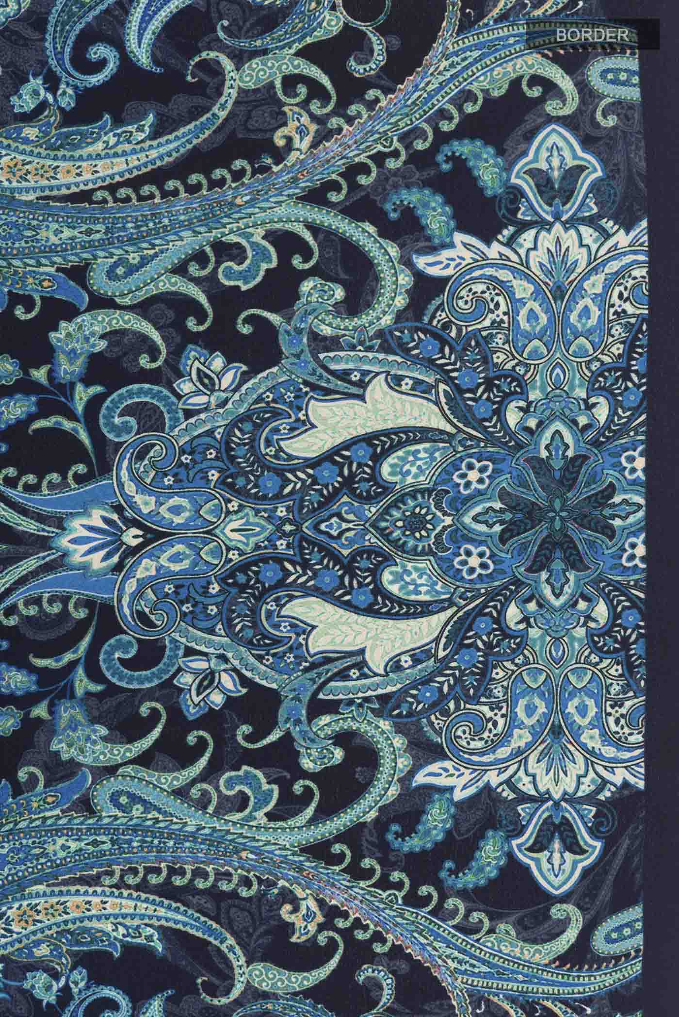 Navy Blue Mysore Crepe Saree - Image 3
