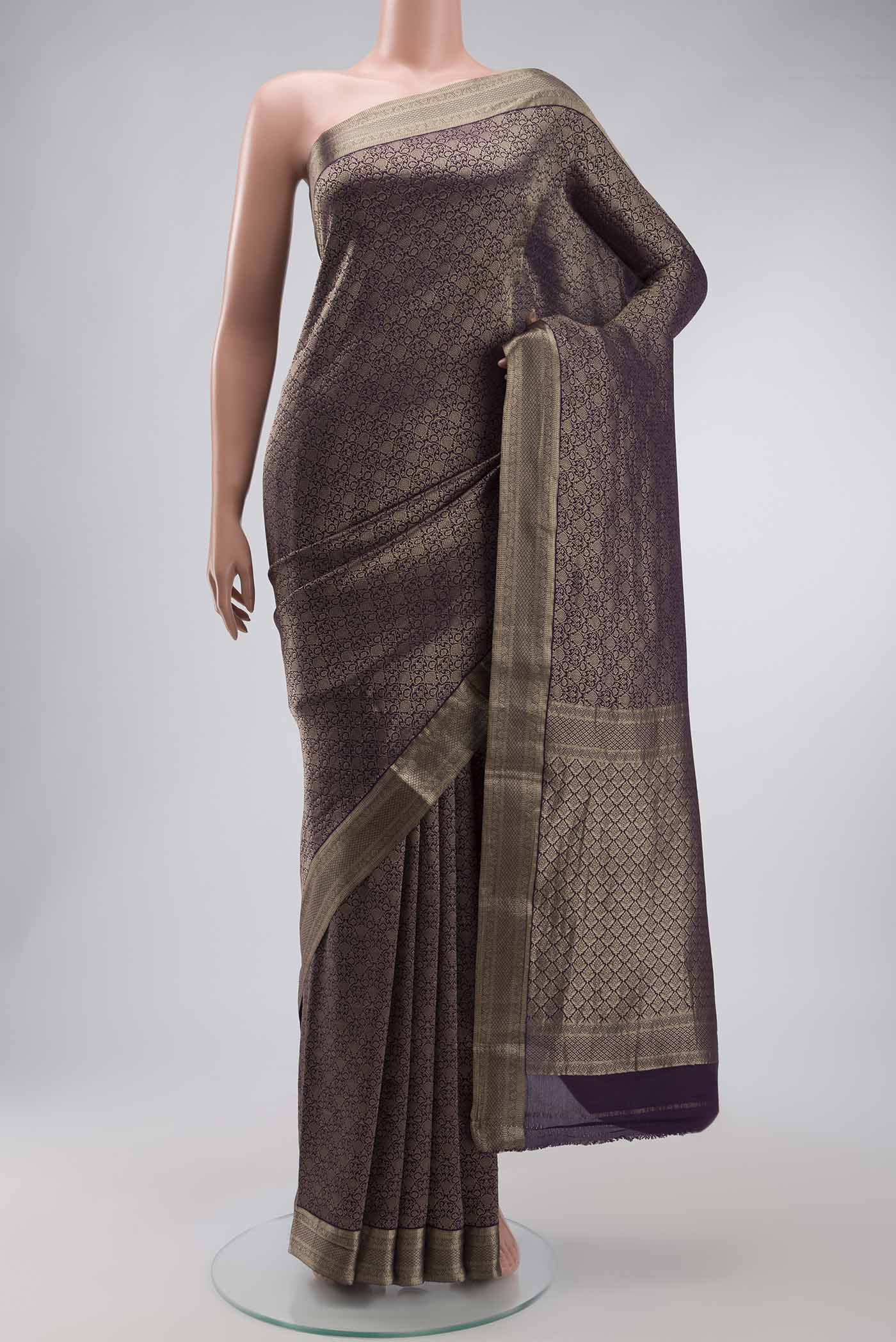 Navy Blue Mysore Crepe Saree
