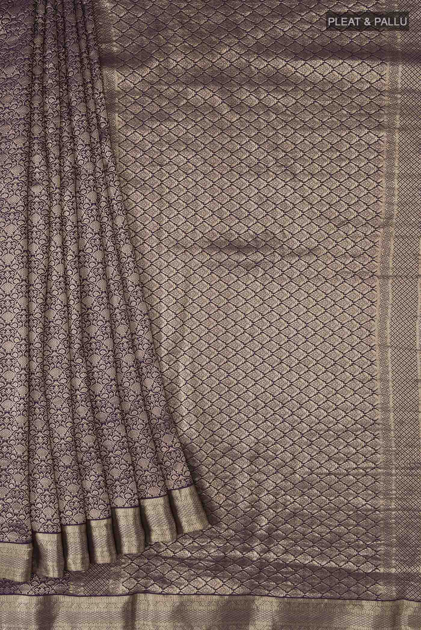 Navy Blue Mysore Crepe Saree - Image 4