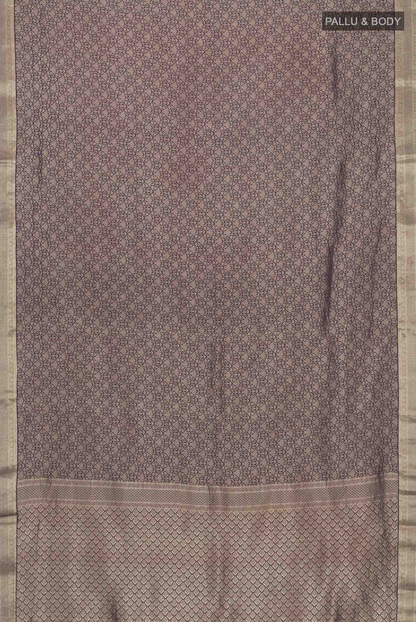 Navy Blue Mysore Crepe Saree - Image 6