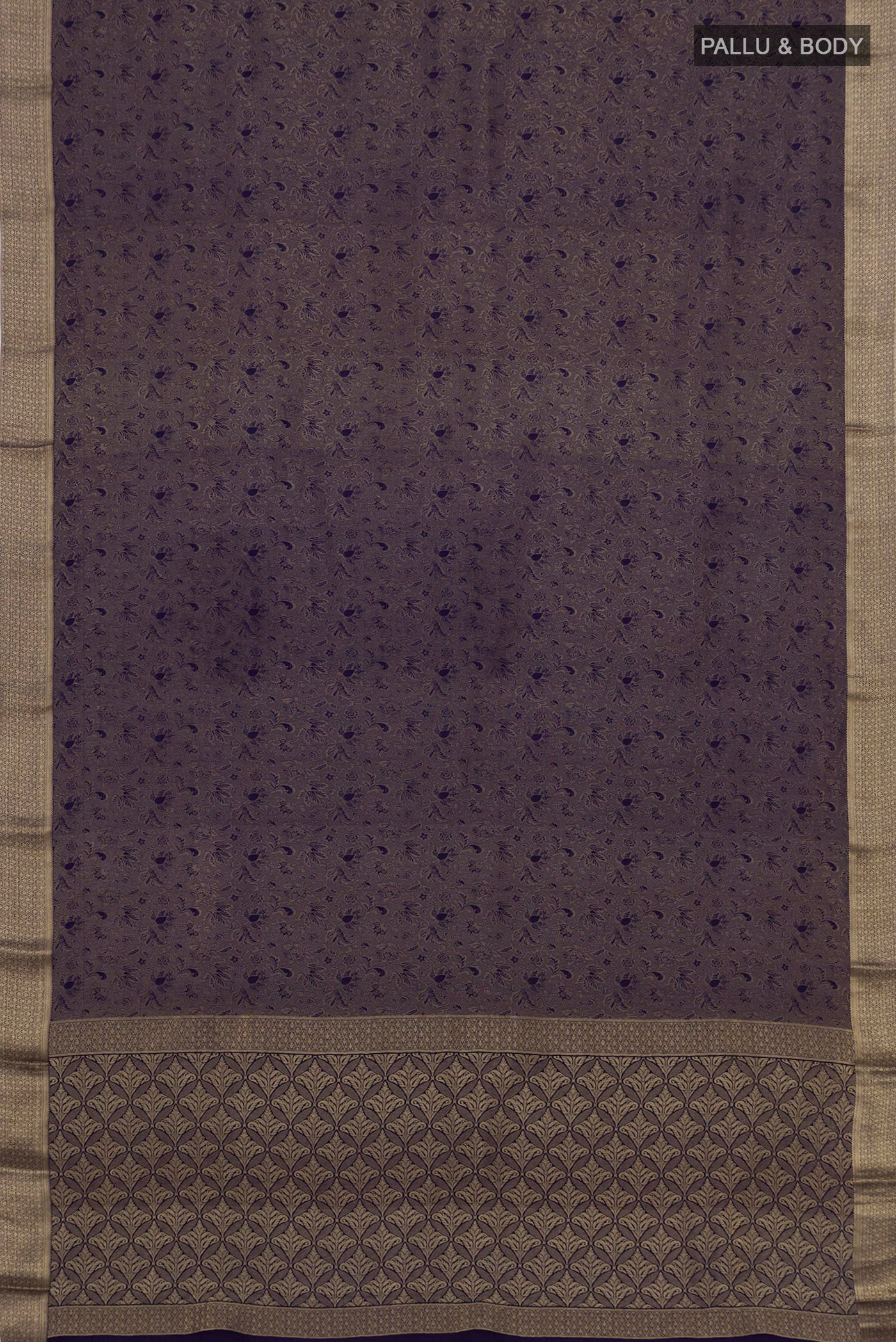 Navy Blue Mysore Crepe Saree - Image 5