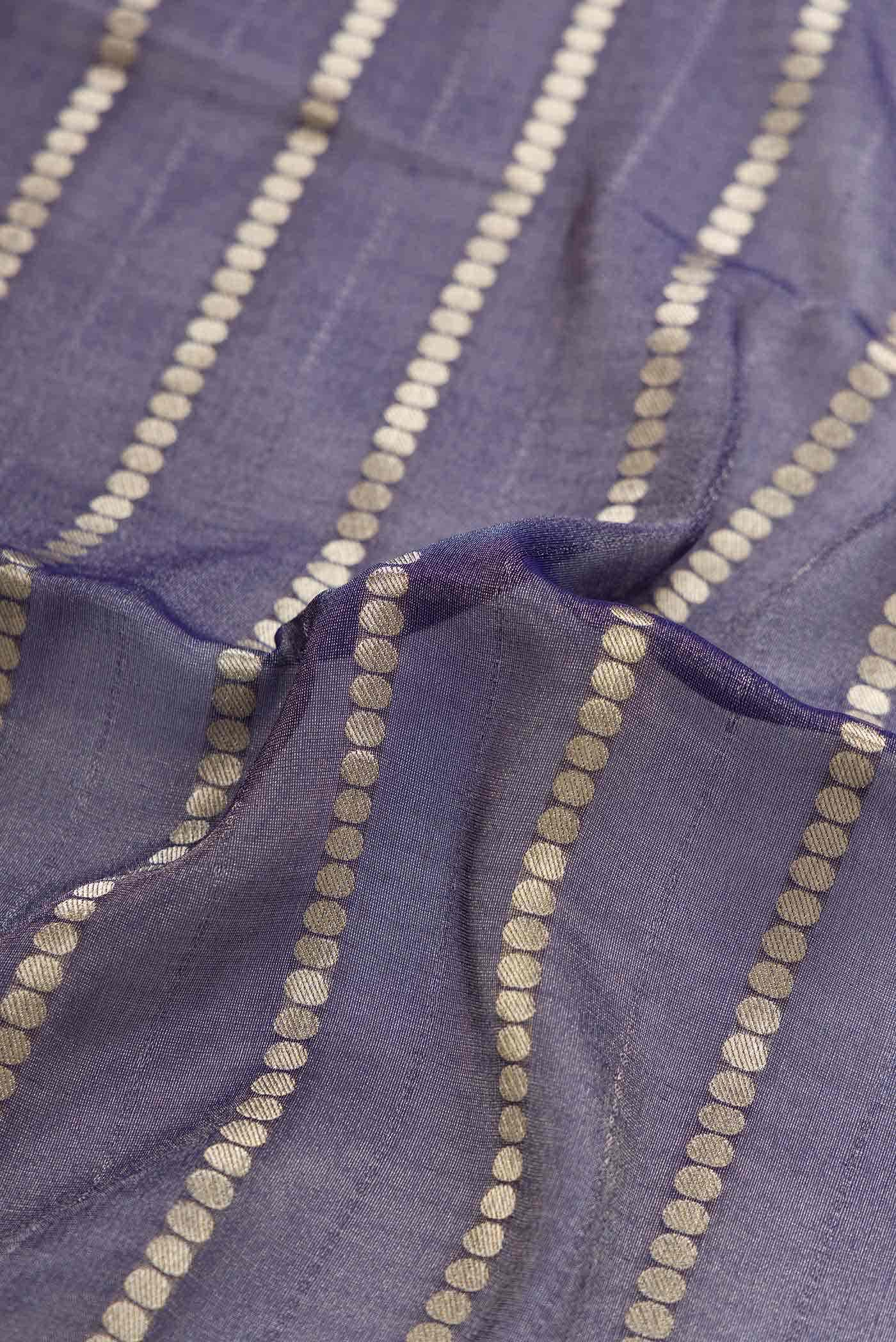 Navy Blue Mysore Georgette Saree - Image 2