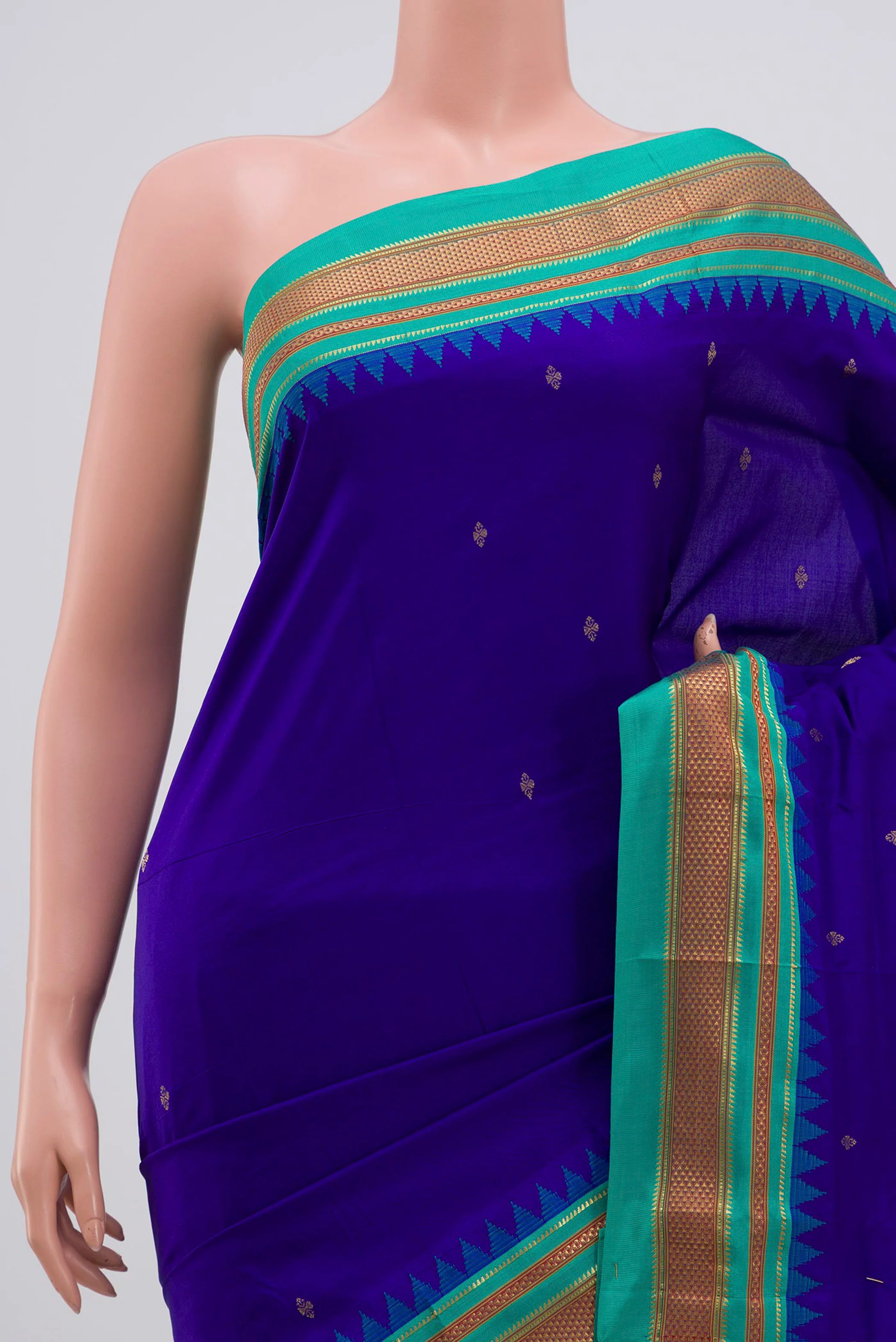 Royal Blue Narayanpet Silk Saree - Image 2