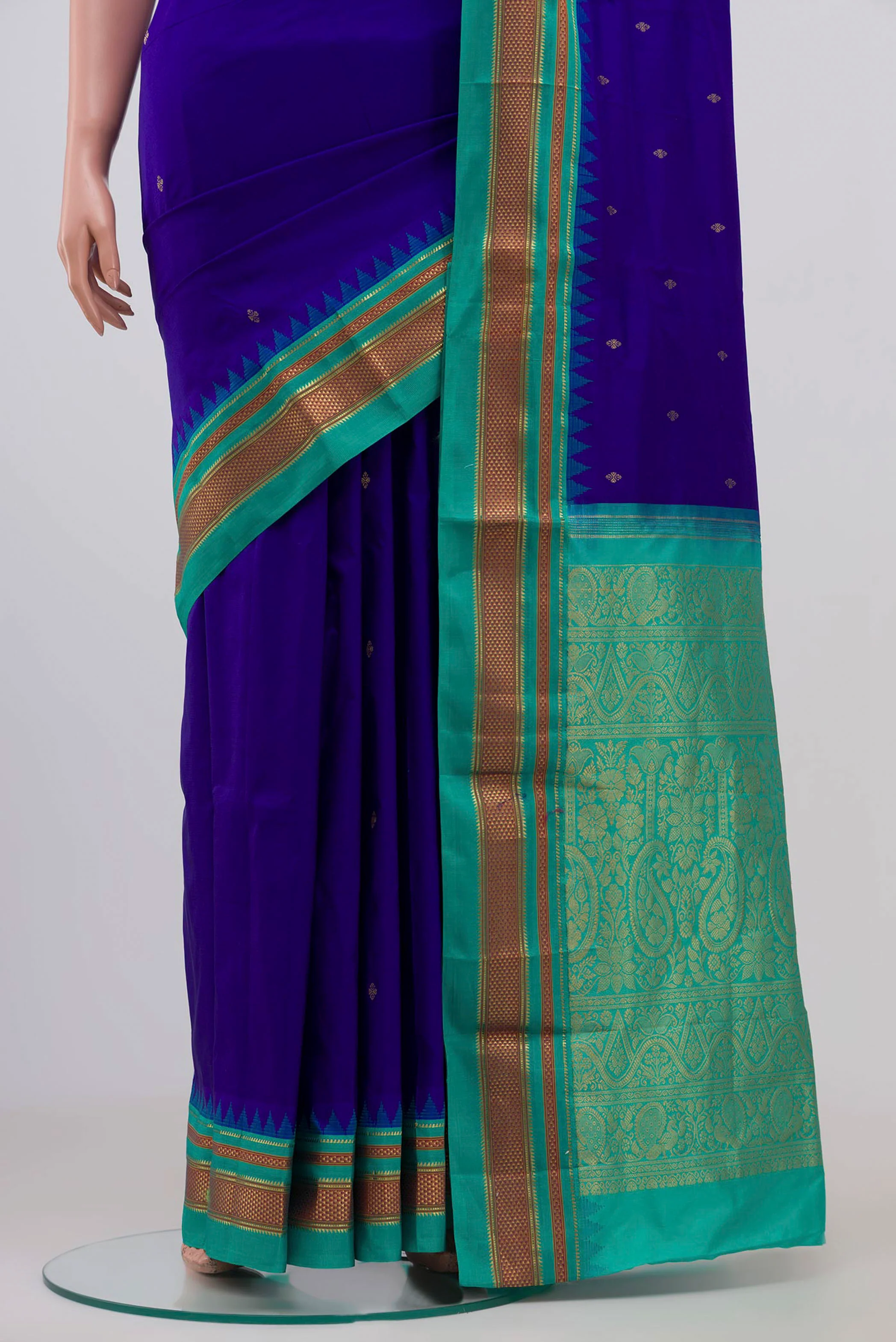 Royal Blue Narayanpet Silk Saree - Image 3