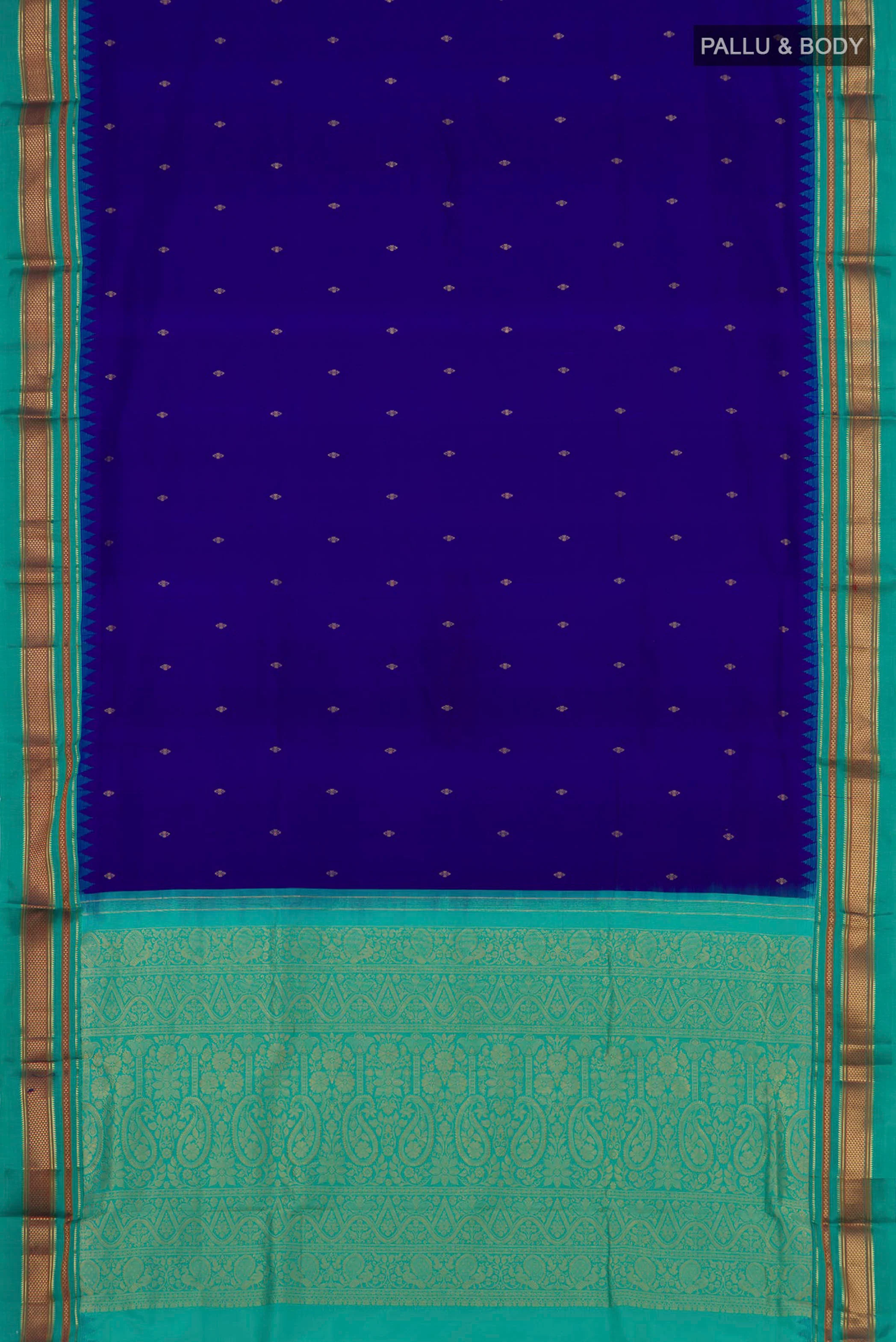 Royal Blue Narayanpet Silk Saree - Image 5