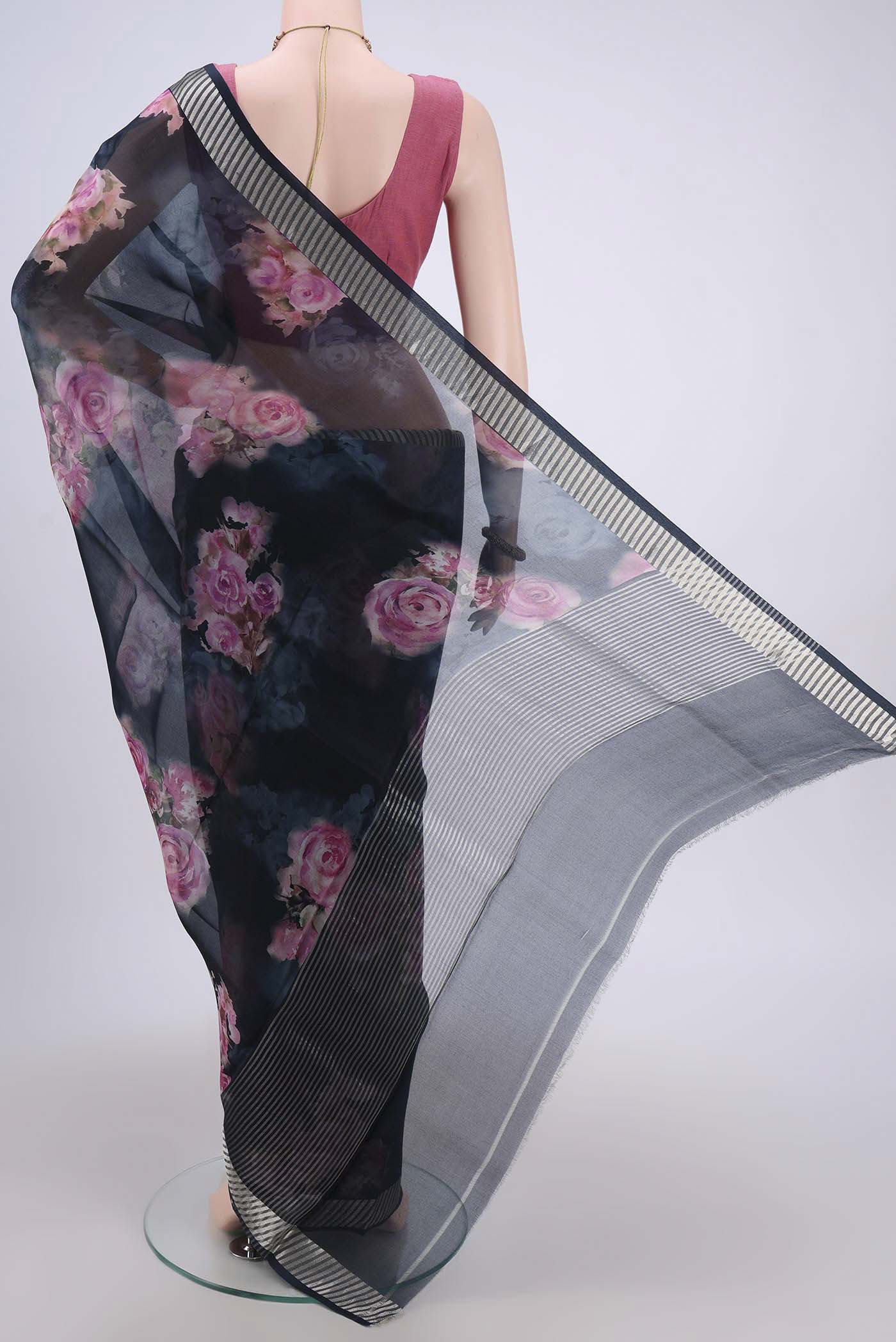 Grey Organza Silk Saree - Image 3