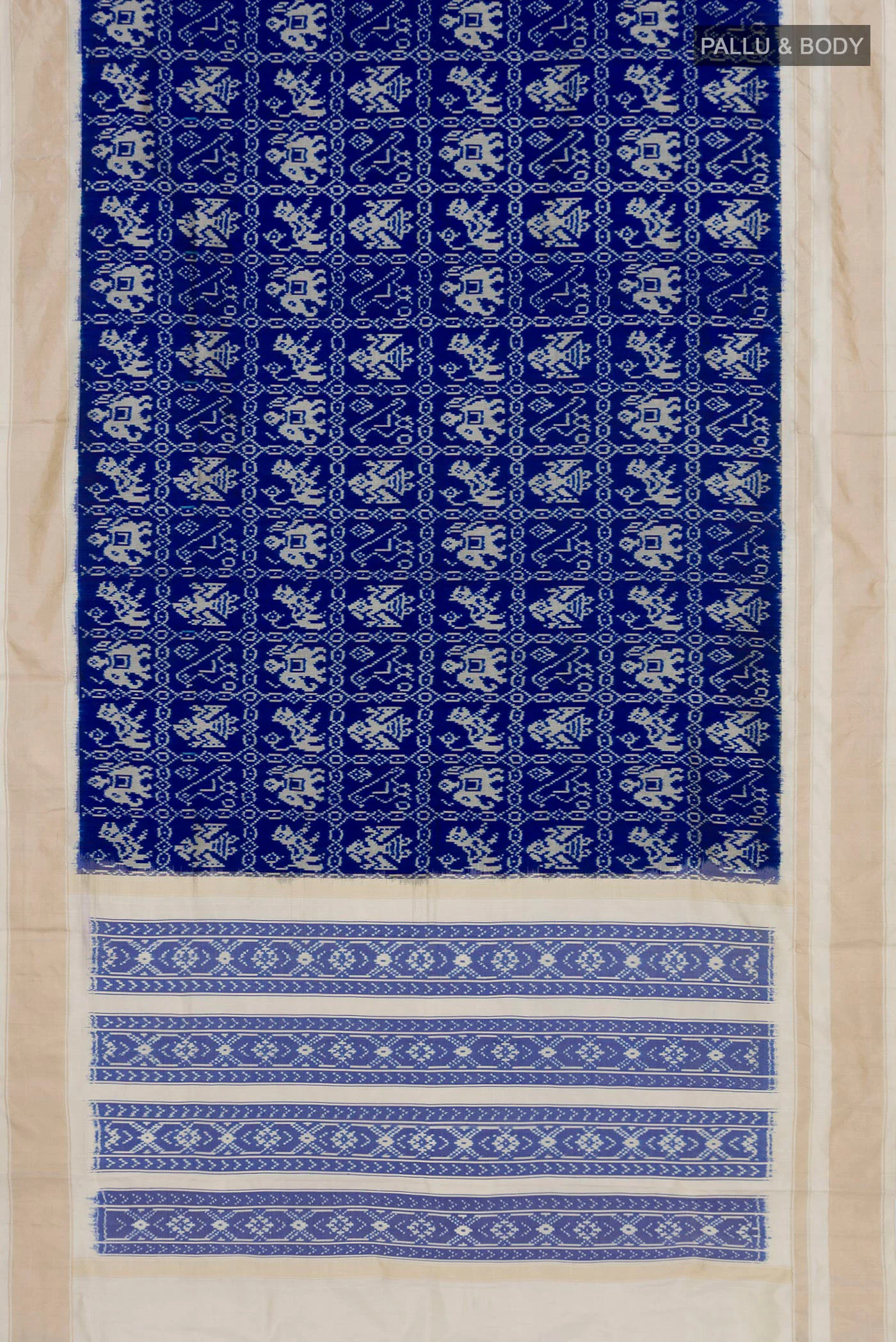 Royal Blue Pochampally Silk Saree - Image 5