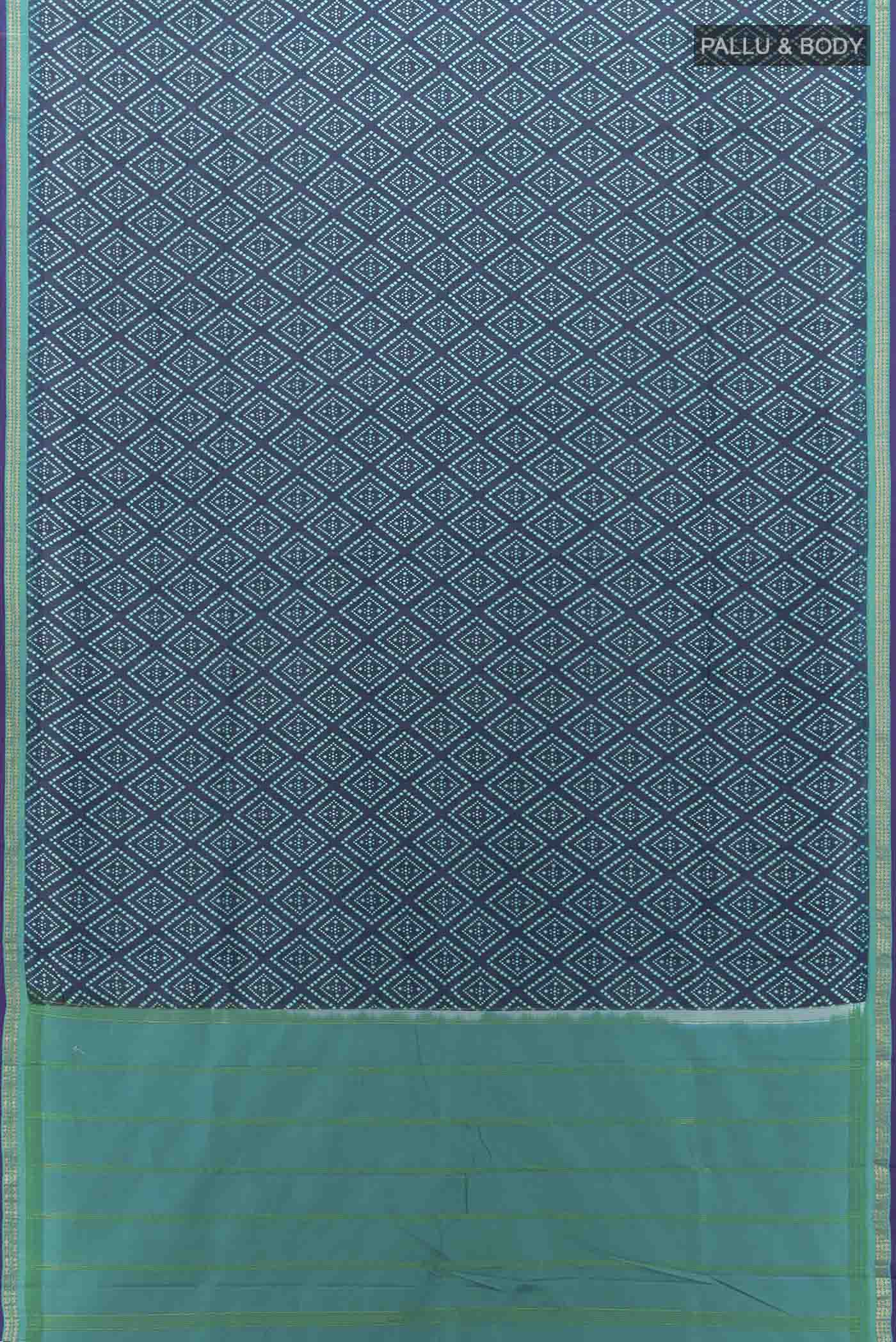 Navy Blue Printed Silk Saree - Image 5