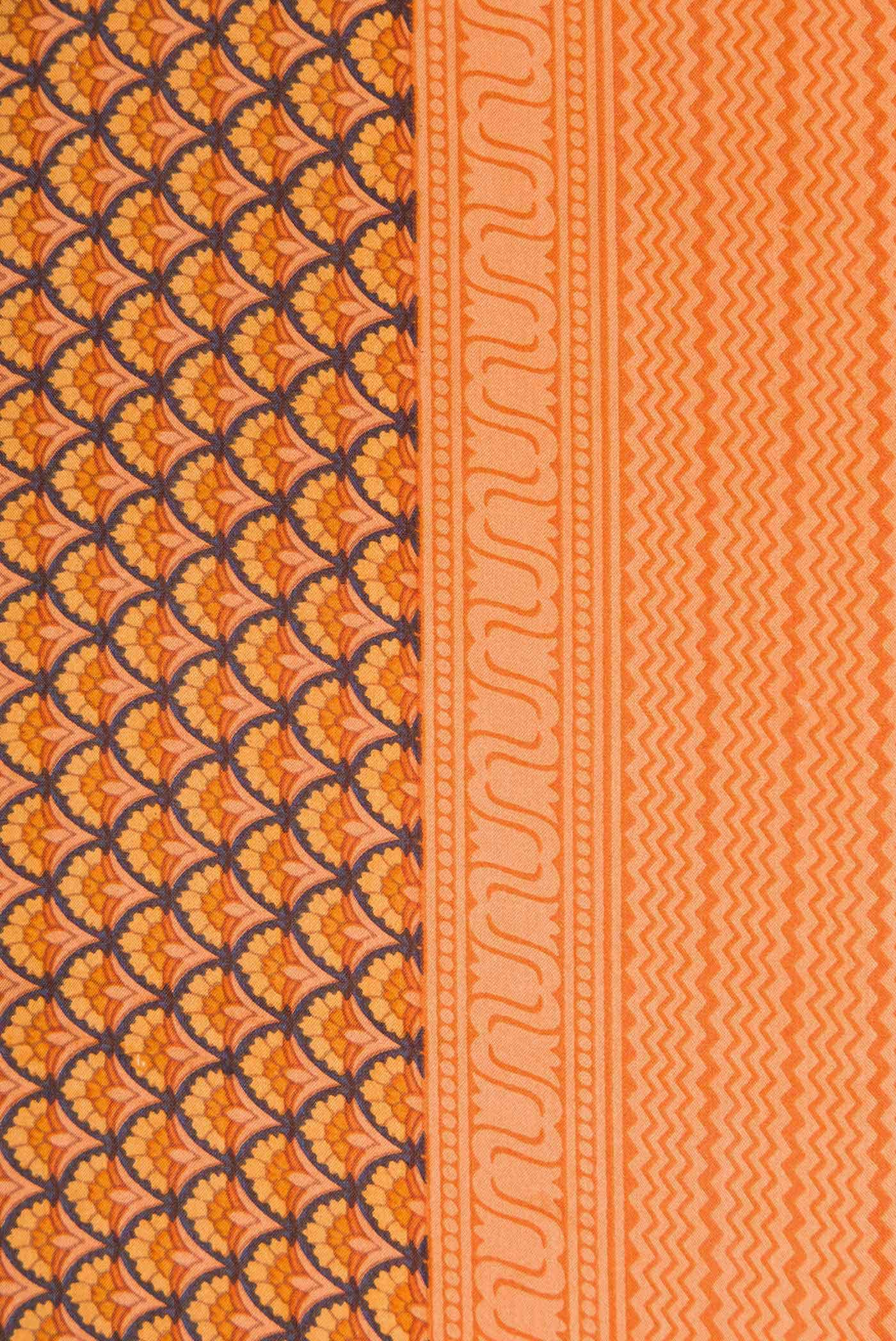 Orange Printed Silk Saree - Image 3