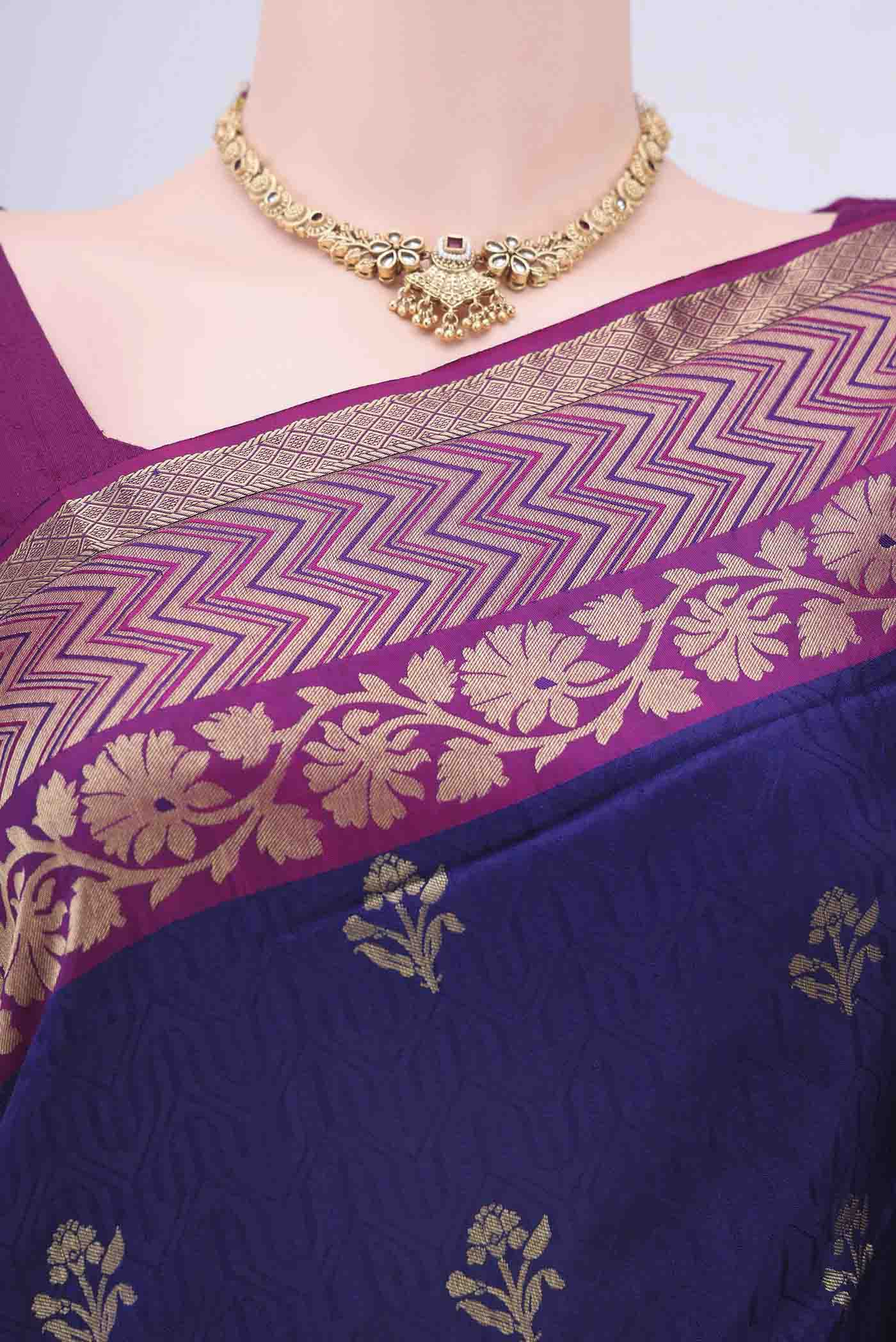 Navy Blue Soft Silk Saree - Image 2