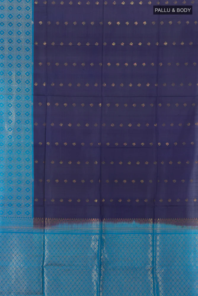 Navy Blue Soft Silk Saree - Image 5