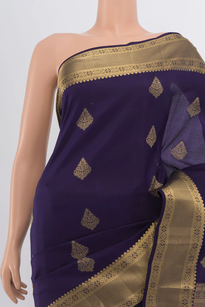 Navy Blue Soft Silk Saree - Image 2