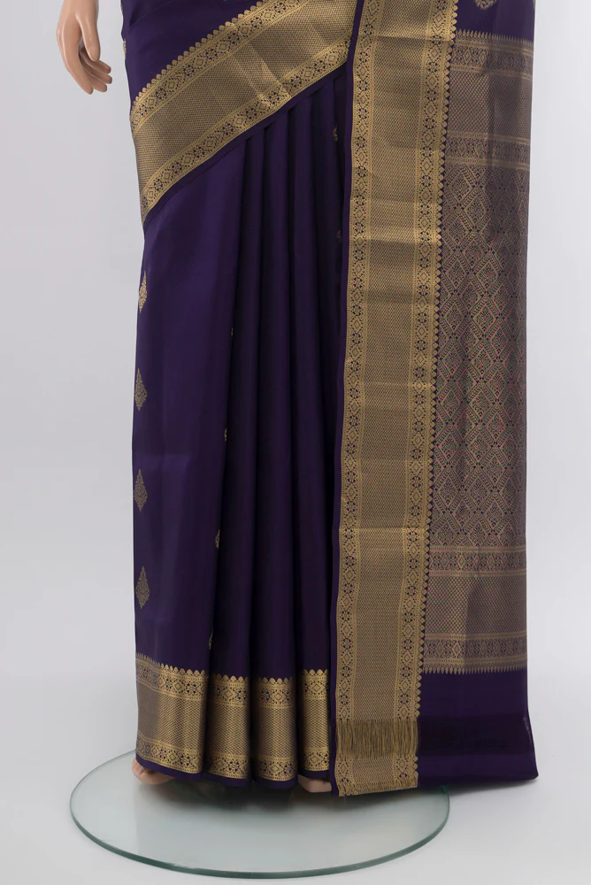 Navy Blue Soft Silk Saree - Image 3