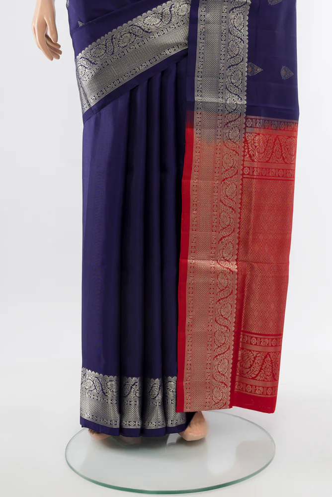 Navy Blue Soft Silk Saree - Image 3
