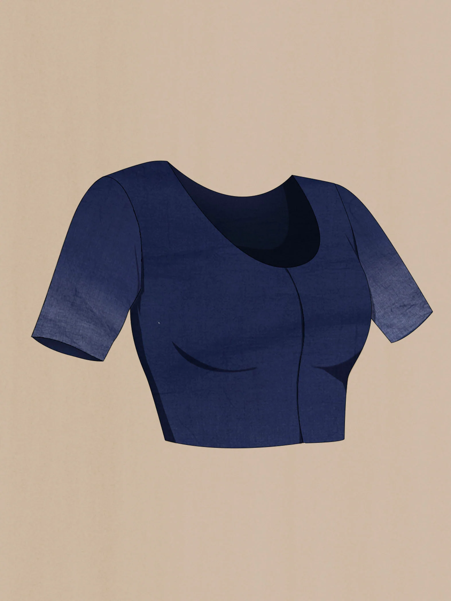 Navy Blue Tussar Silk Saree - Image 4