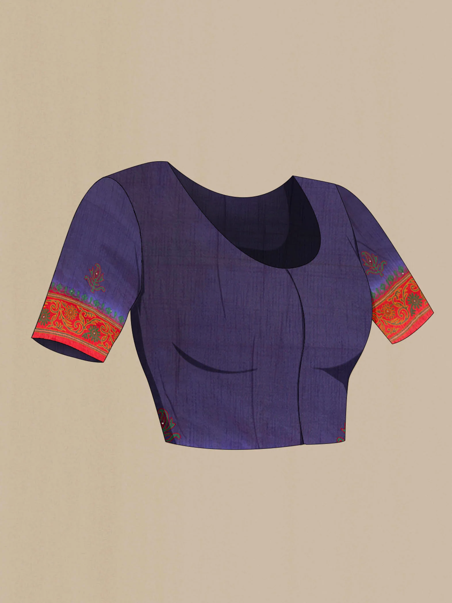 Navy Blue Blended Raw Silk Saree - Image 4