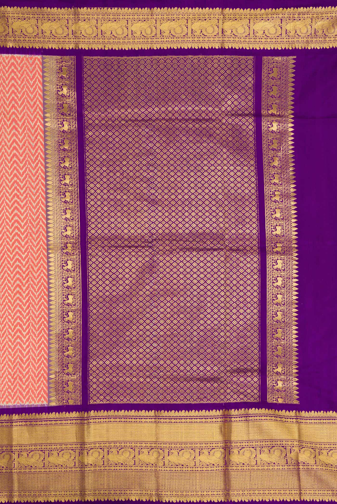 Coral Double Ikat Saree - Image 7