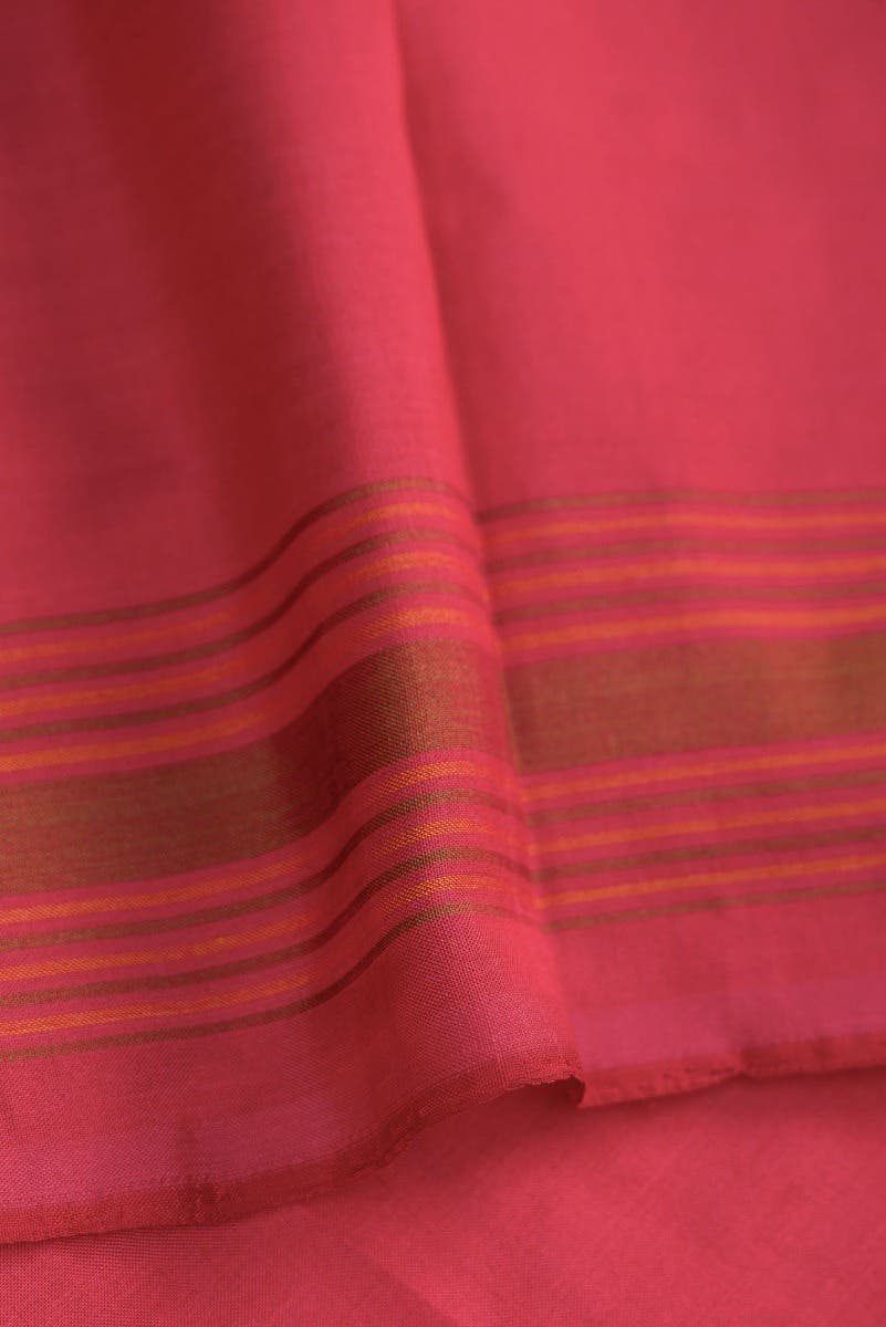 Off White and Pink Dual Tone Double Ikat Saree - Image 7