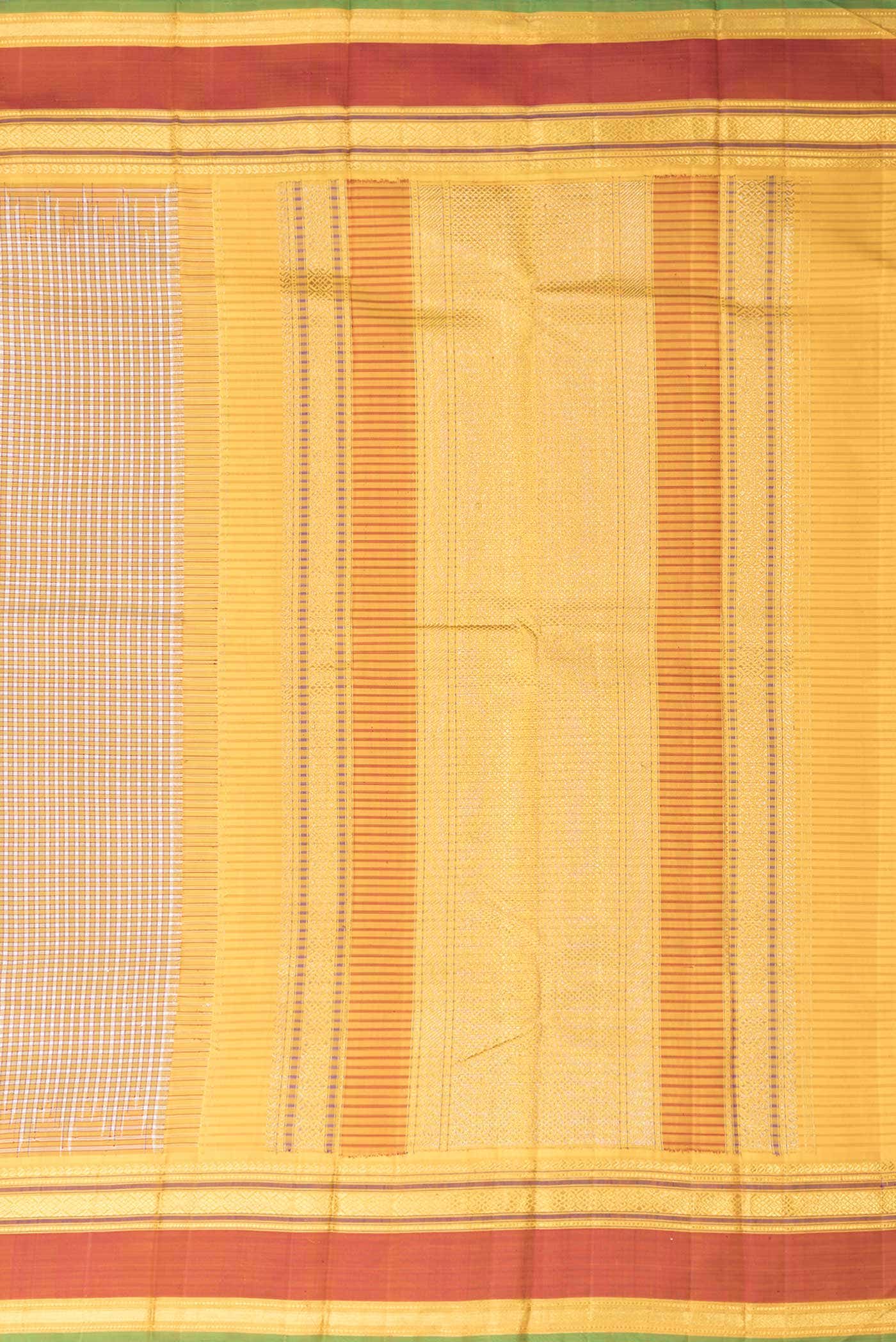 Pure Silk Pure Zari Off White and Yellow Dual Tone Kanchipuram Saree - Image 5