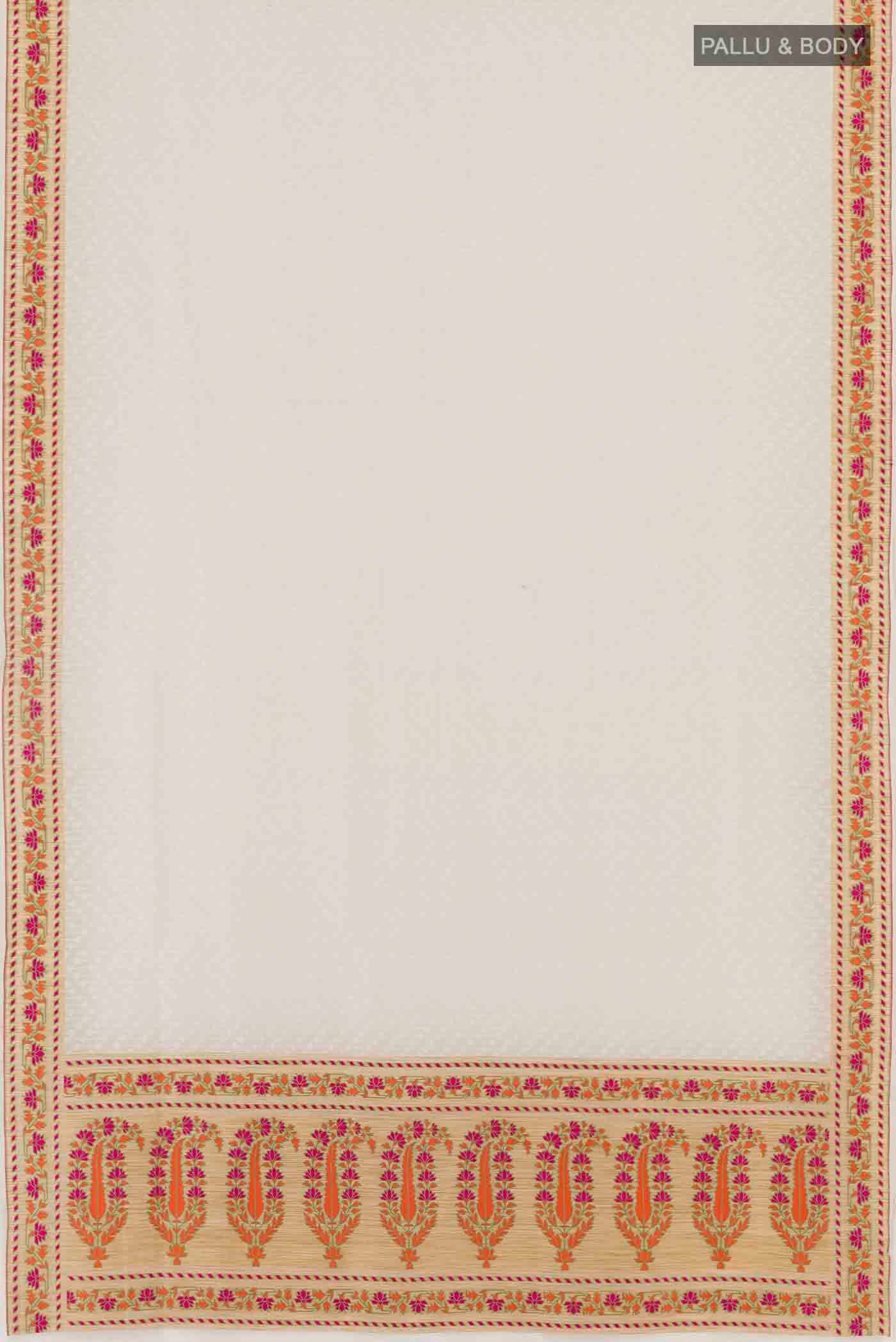 Off White Banarasi Kora Silk Saree - Image 6