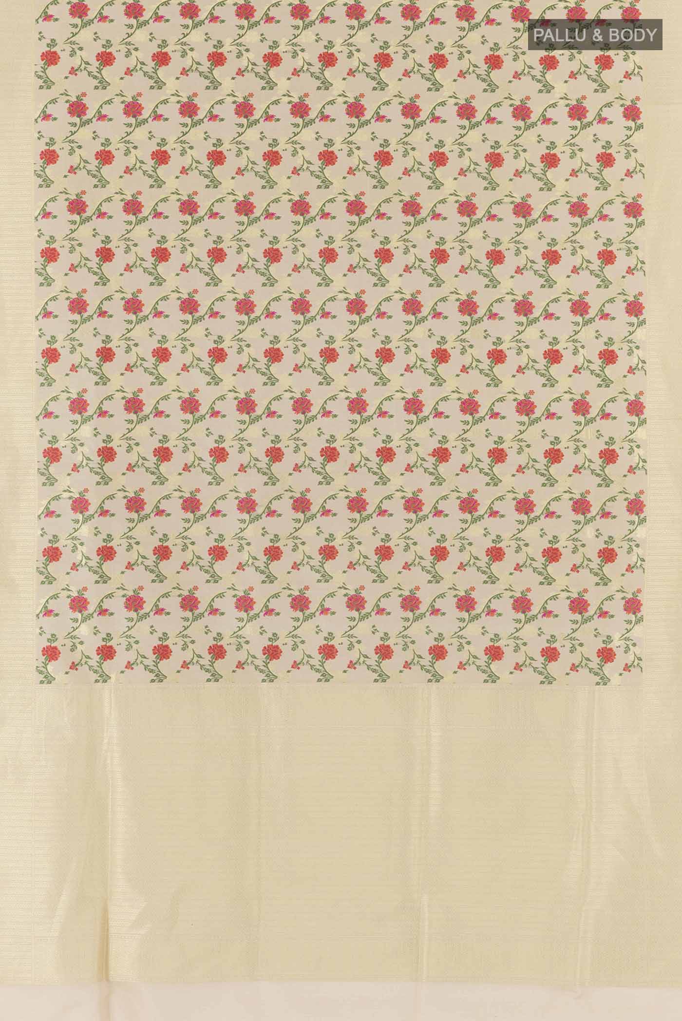 Off White Banarasi Silk Saree - Image 6