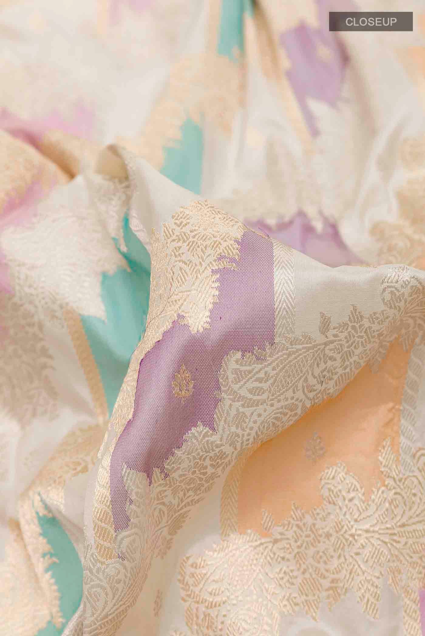 Off White Banarasi Silk Saree - Image 2