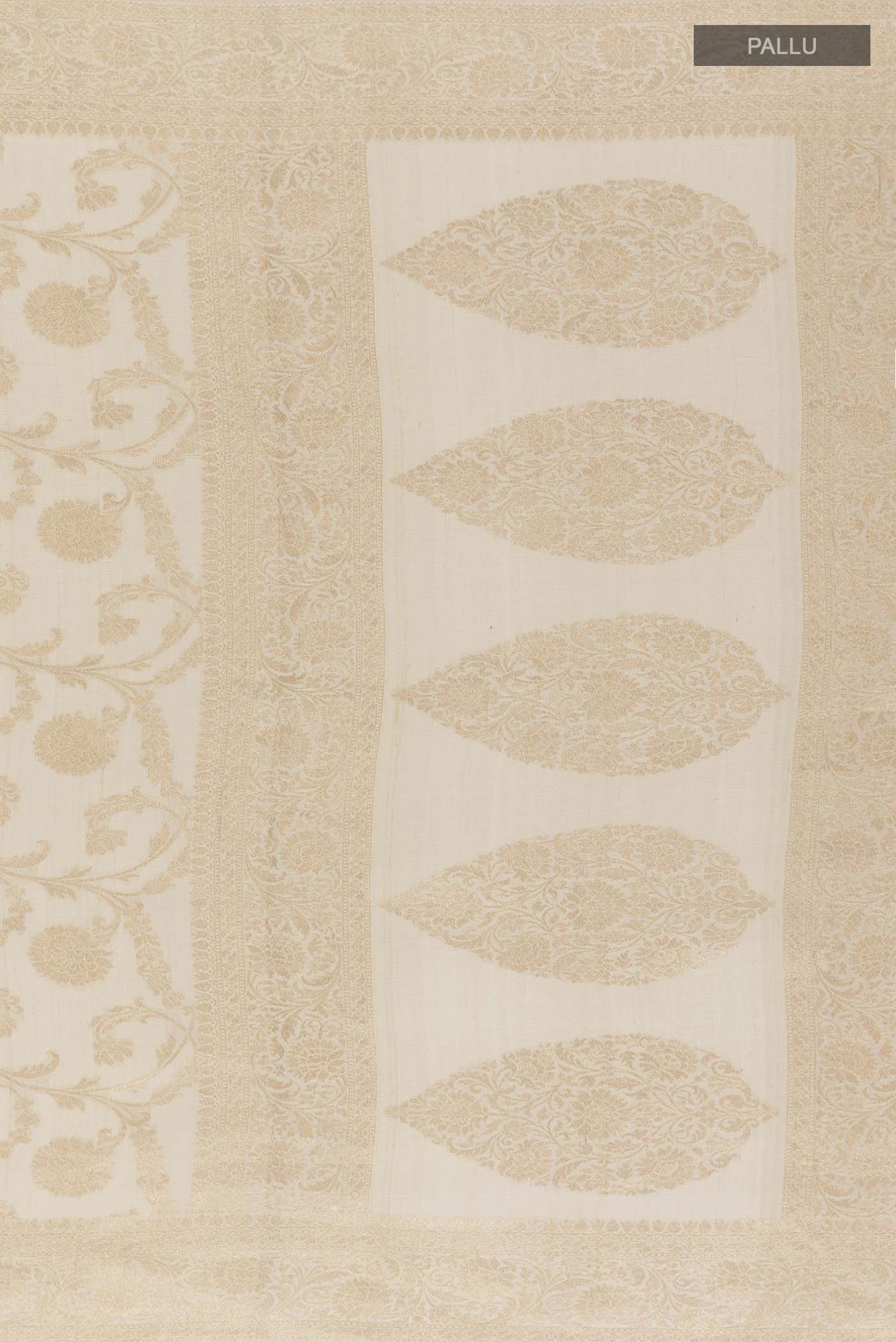 Off White Banarasi Tussar Georgette Saree - Image 7
