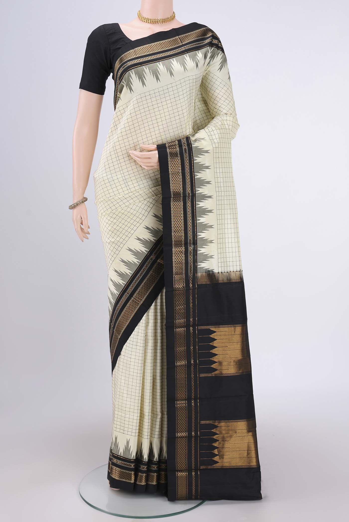 Off White Bangalore Silk Saree