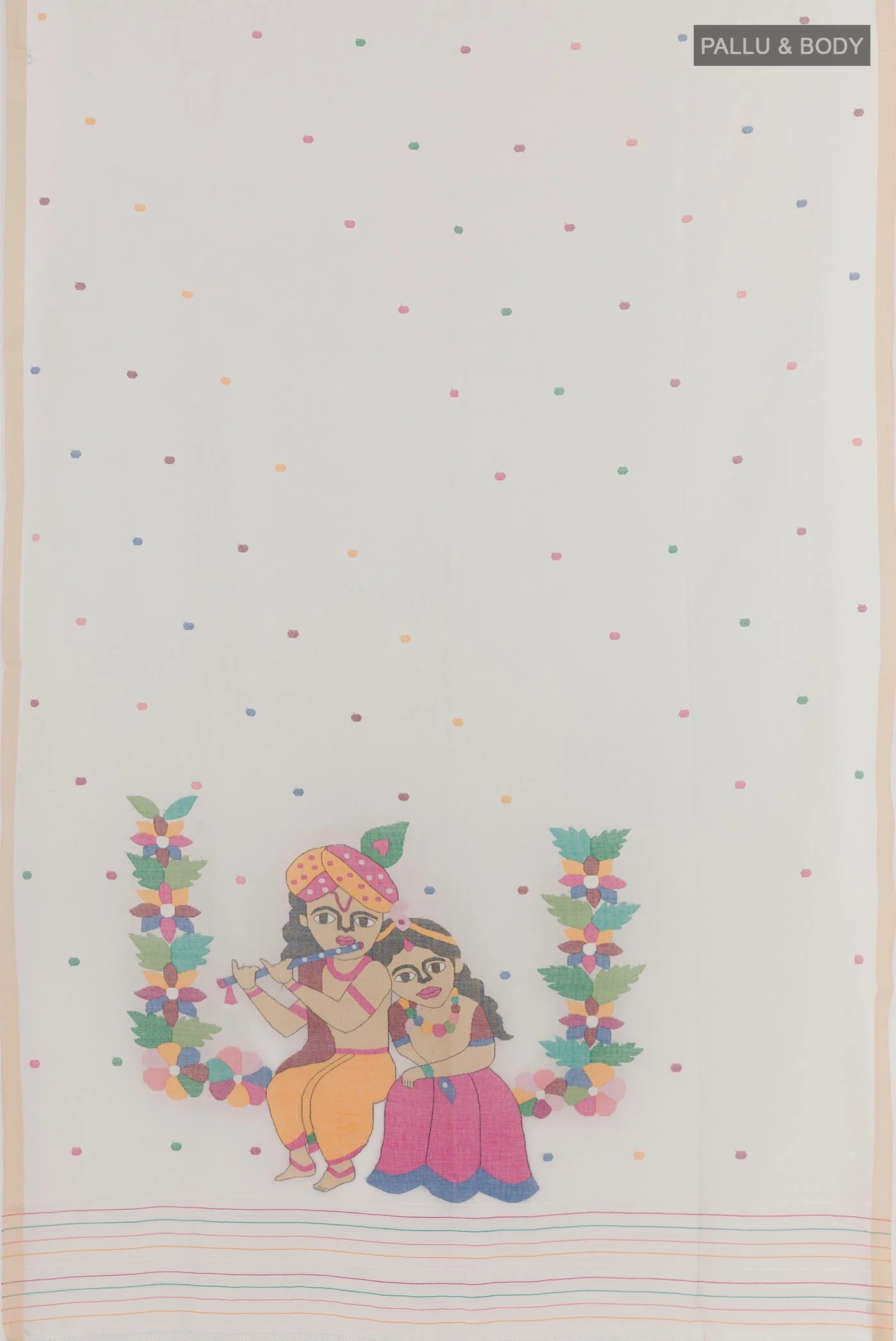 Off White Bengal Cotton Saree - Image 3