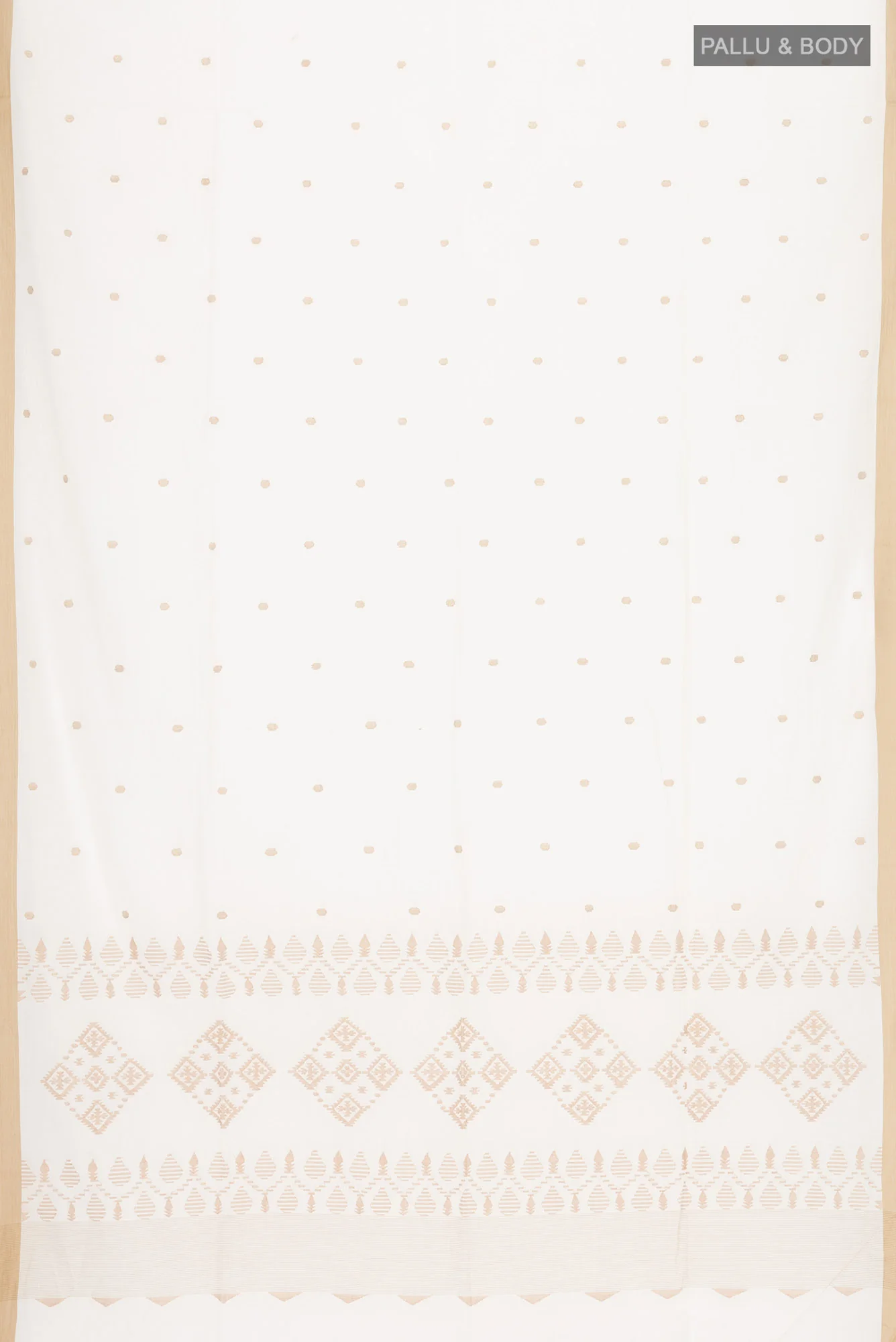 Off White Bengal Cotton Saree - Image 5
