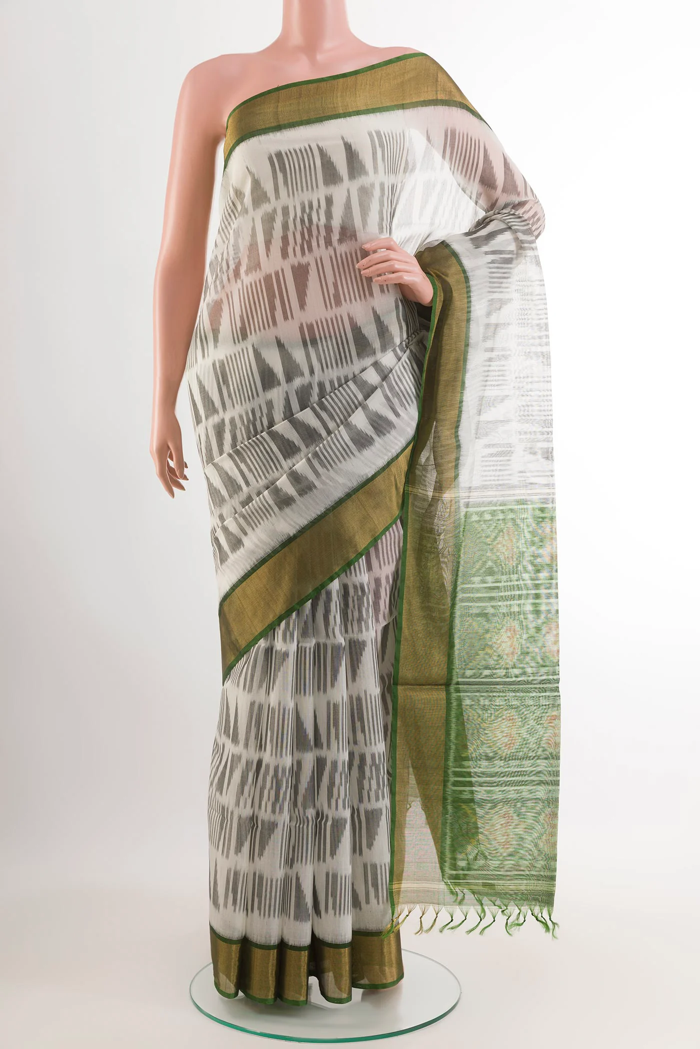 Off White Silk Cotton Saree